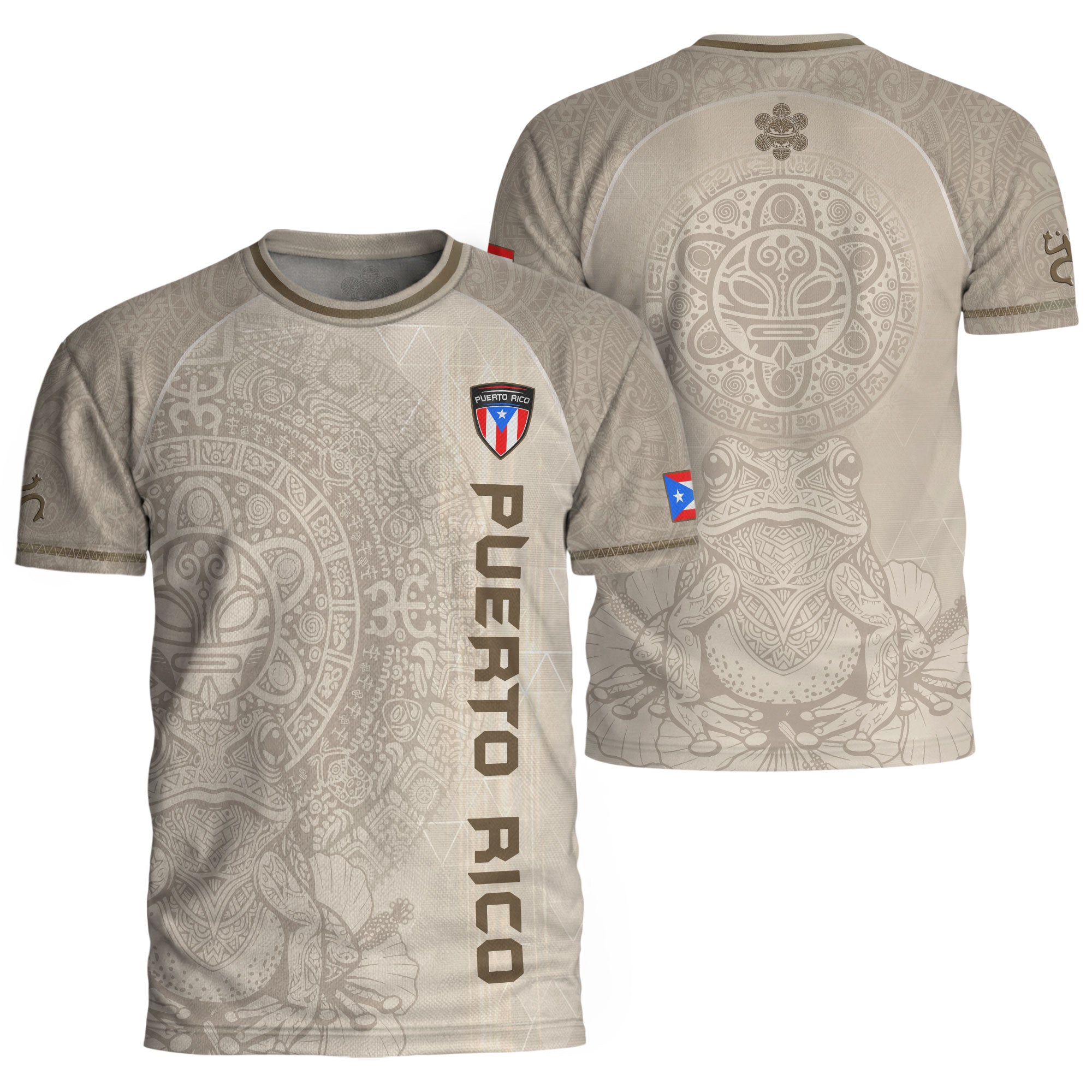 Puerto Rico Heritage Beige Vintage Boricua Athletic Taino Symbols Soccer Jersey