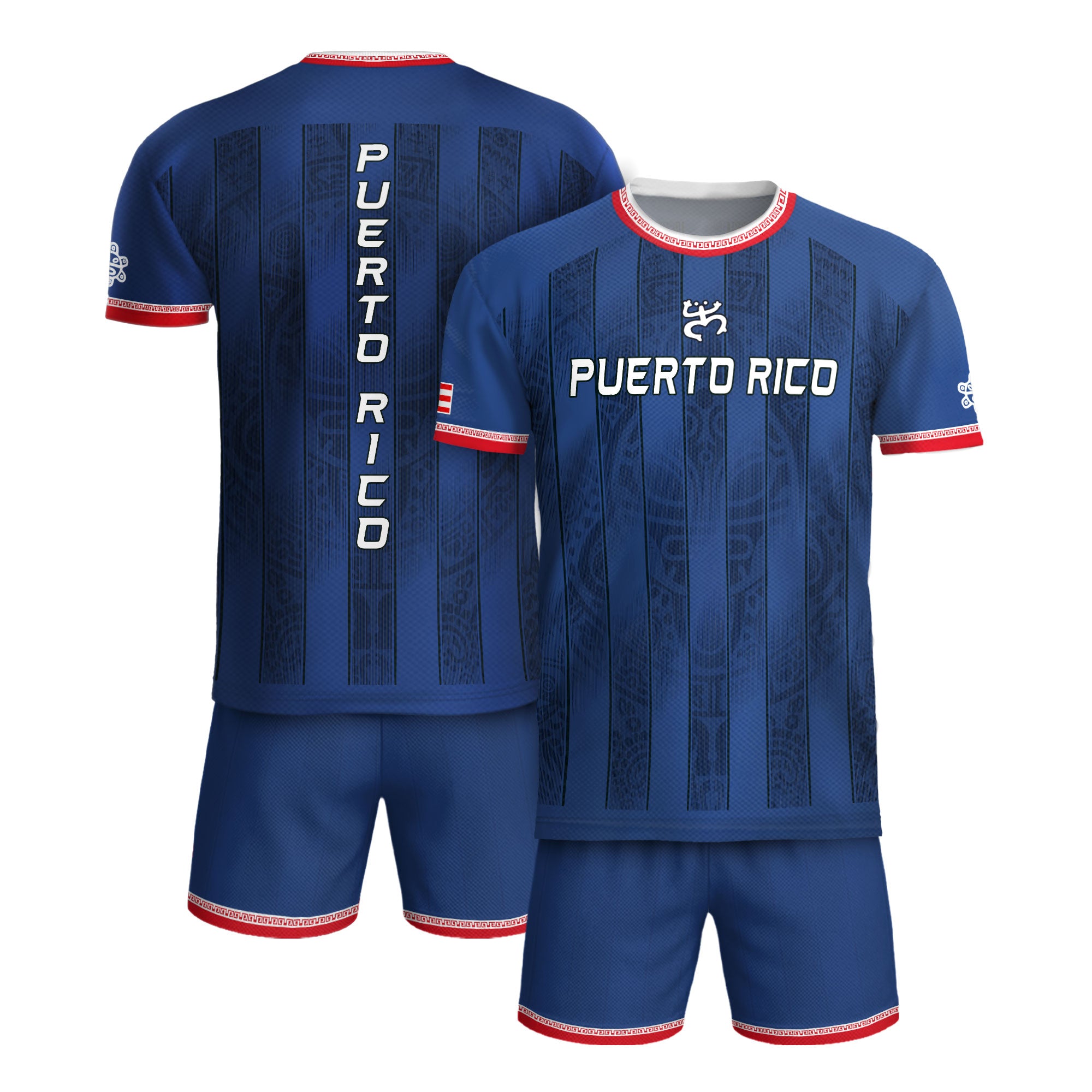 Puerto Rico Football Jersey Striped Navy Soccer Shirt Boricua Pride Gift Men