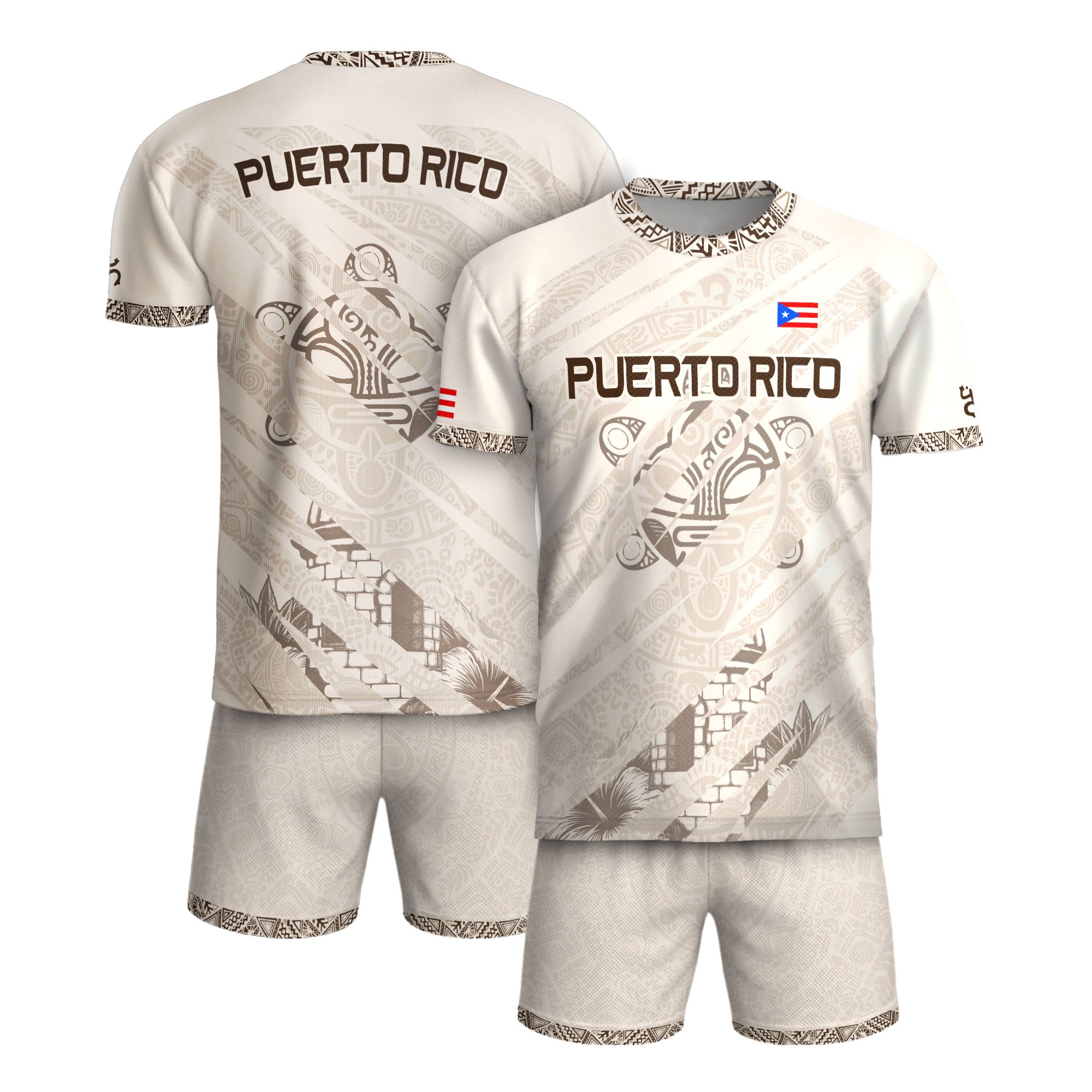Puerto Rico Taino Coqui Jersey - White Heritage Boricua Tribal Print Performance Shirt