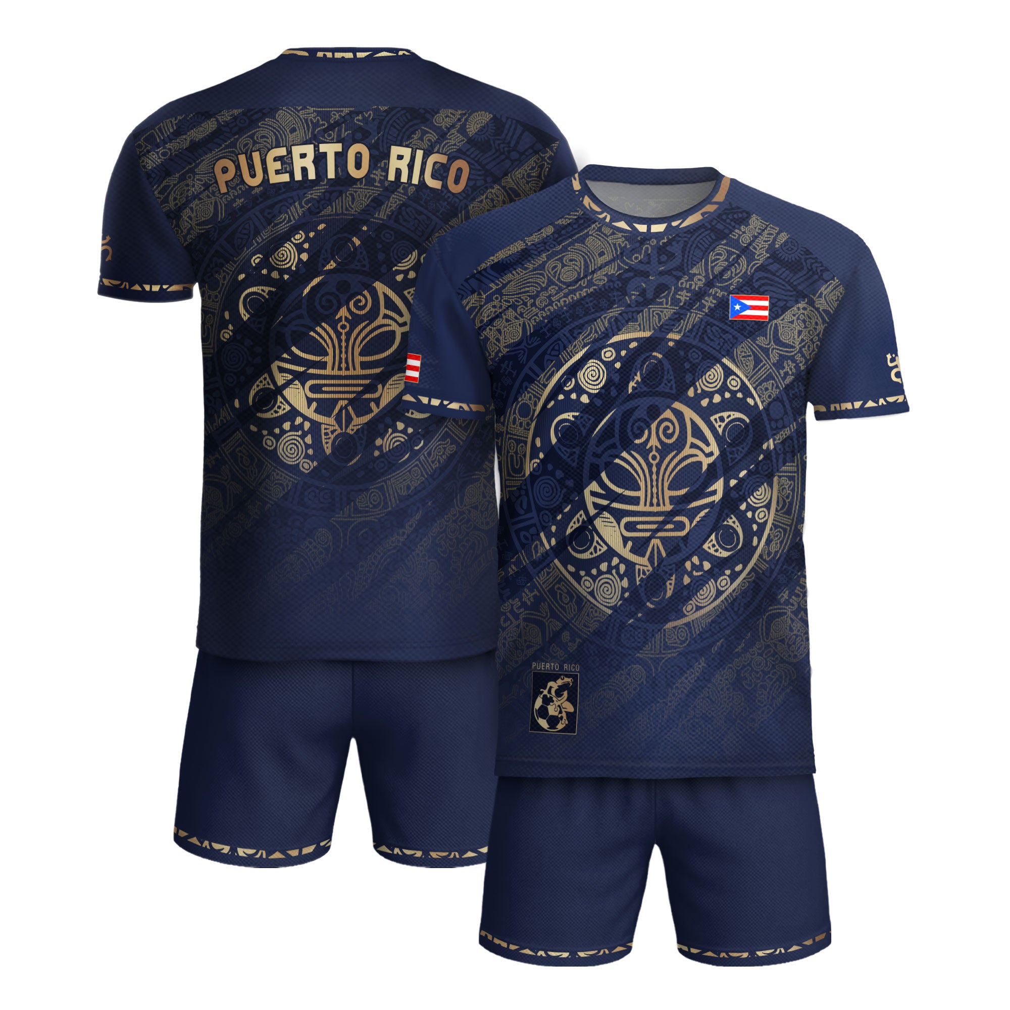 Puerto Rico Soccer Jersey Taino Sun Navy Gold Football Shirt Boricua Apparel Men Gift