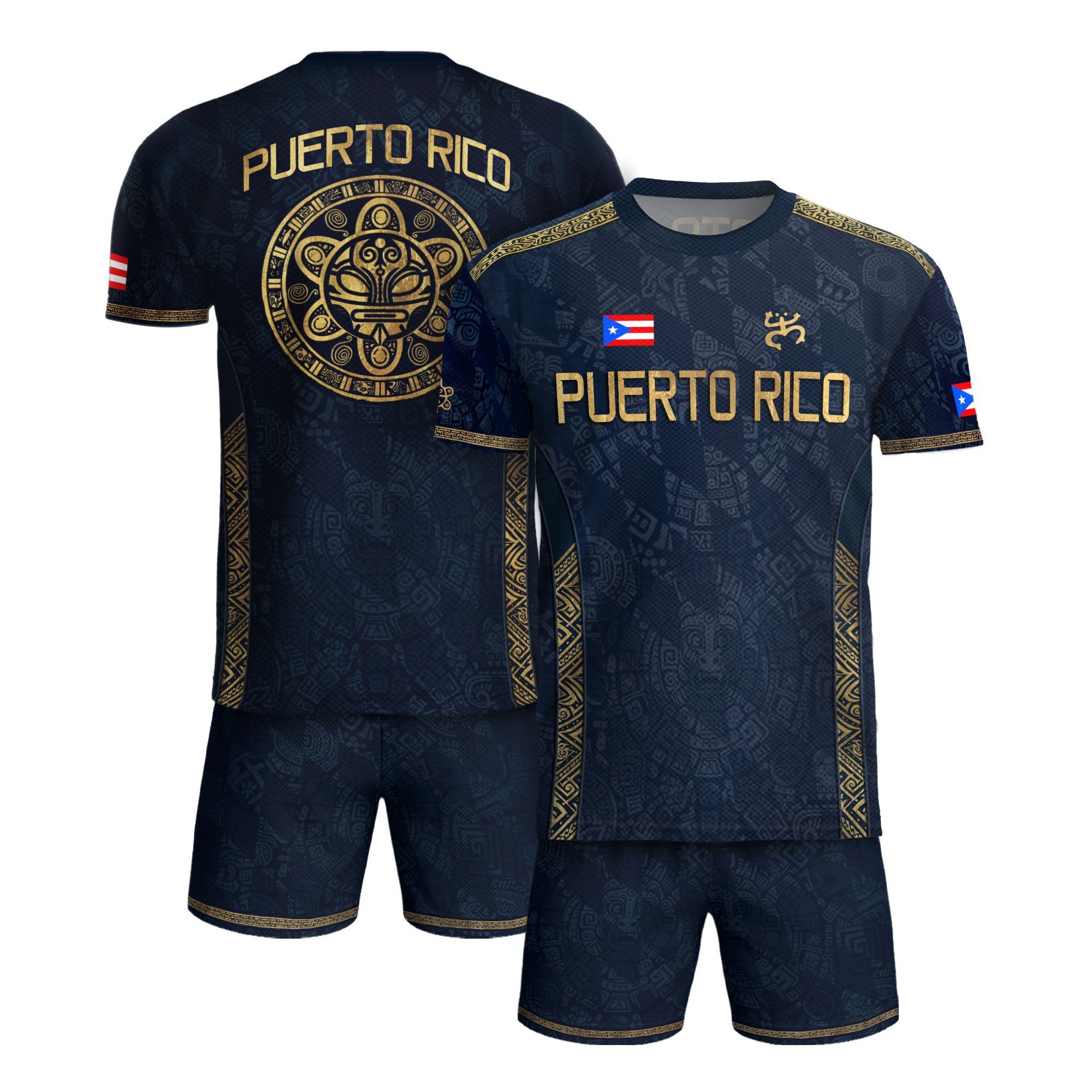 Puerto Rico Soccer Jersey - Taino Coqui Frog Navy Gold Boricua Pride Sportswear