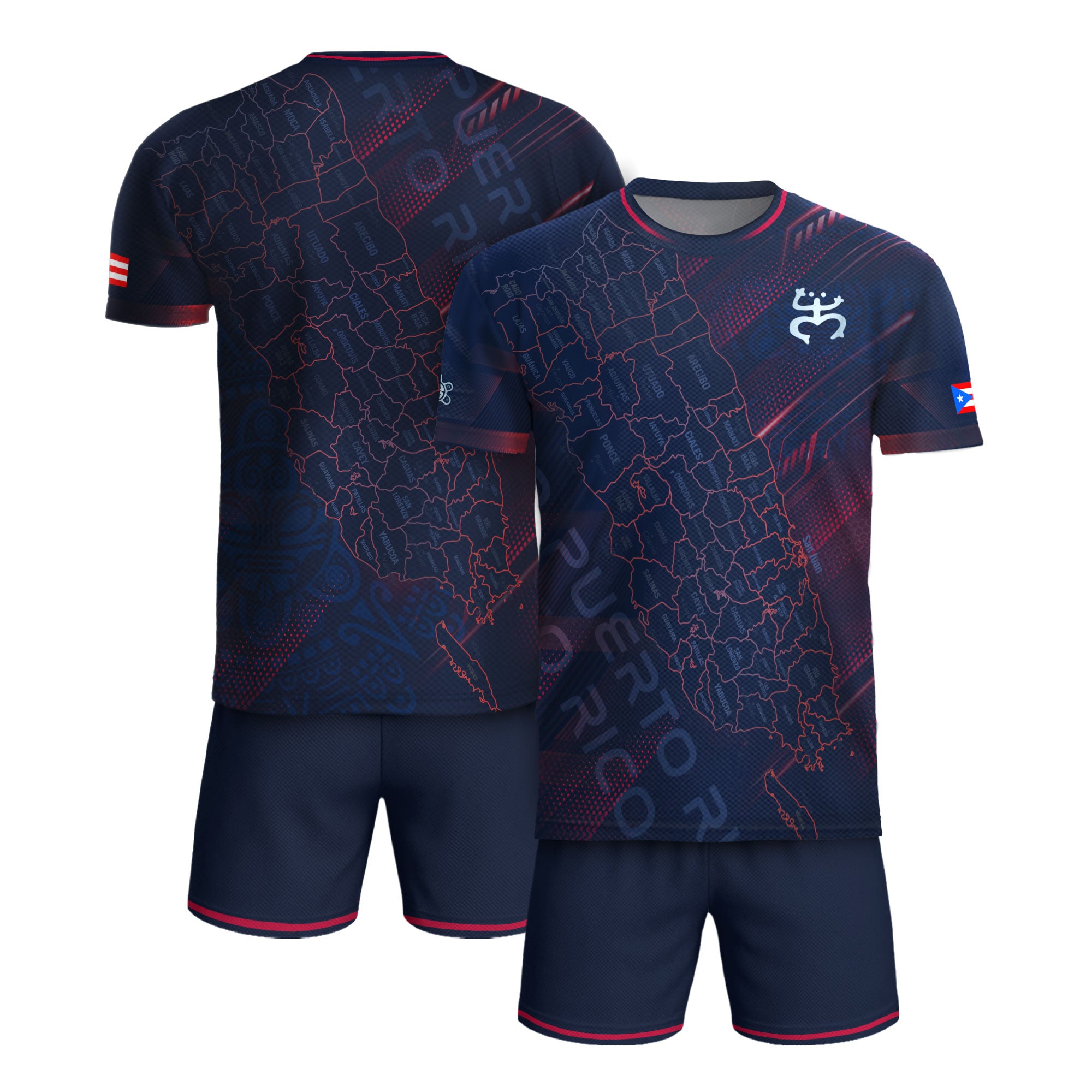 Puerto Rico Heritage Orgullo Boricua Soul Navy Island Map Coqui Graphic Soccer Jersey