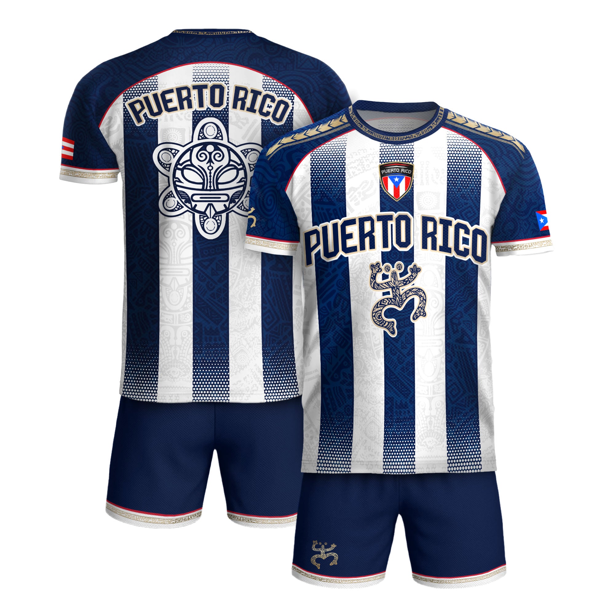 Puerto Rico Soccer Jersey Shirt Blue White Striped Boricua Football Fan Jersey Unisex
