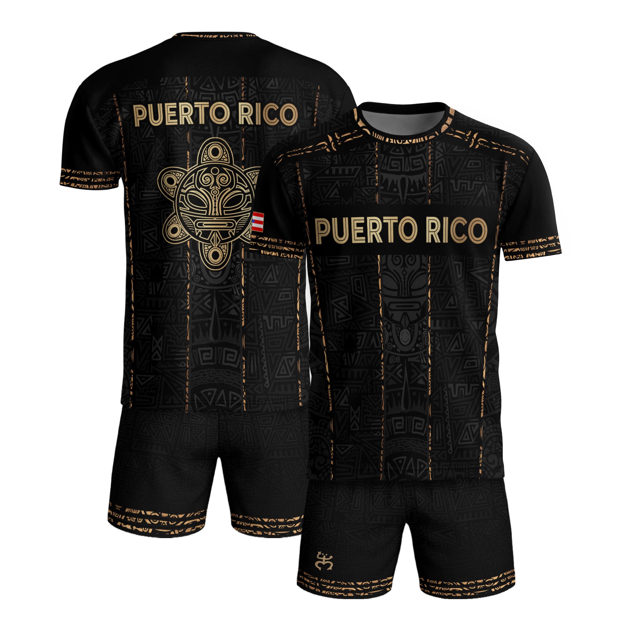 Black Puerto Rico Soccer Jersey Taino Turtle Tribal Boricua Football Shirt