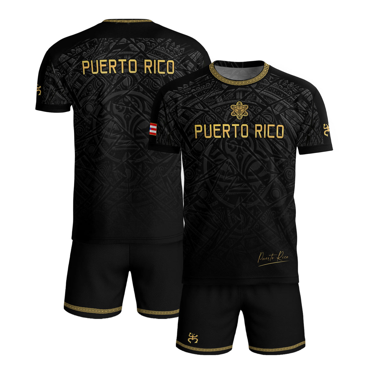 Camiseta de fútbol con máscara taína boricua azul marino de Puerto Rico, bandera tribal, orgullo nacional