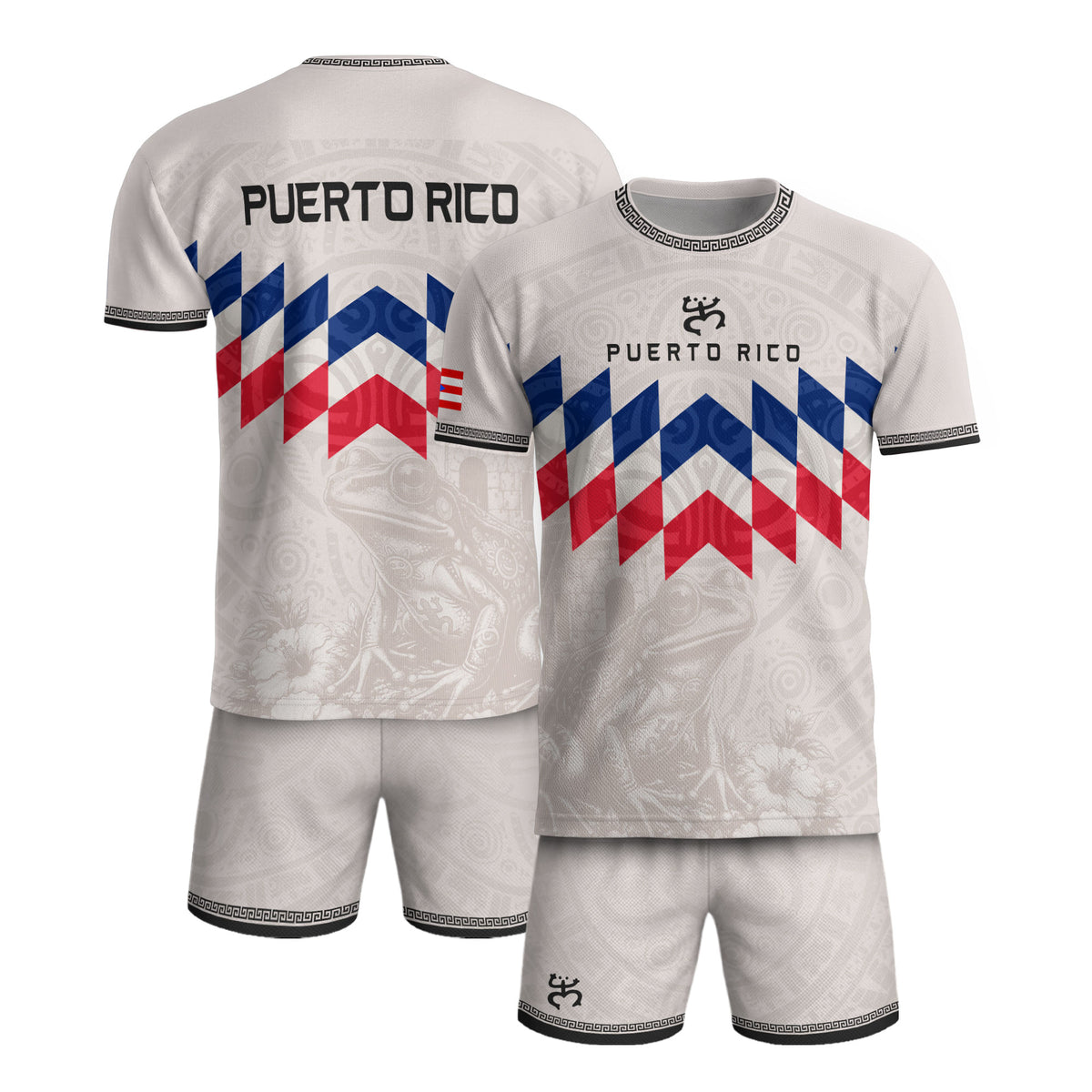 Camiseta de fútbol con máscara taína boricua azul marino de Puerto Rico, bandera tribal, orgullo nacional