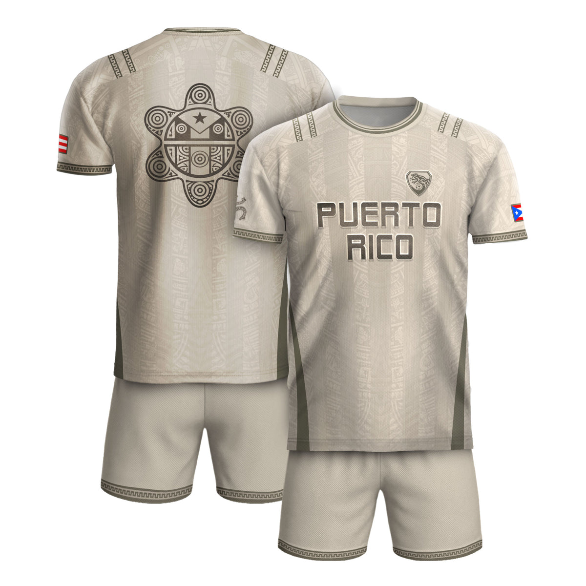 Beige Puerto Rico Soccer Jersey Taino Sun Sol de Jayuya Pattern Edition Football Shirt