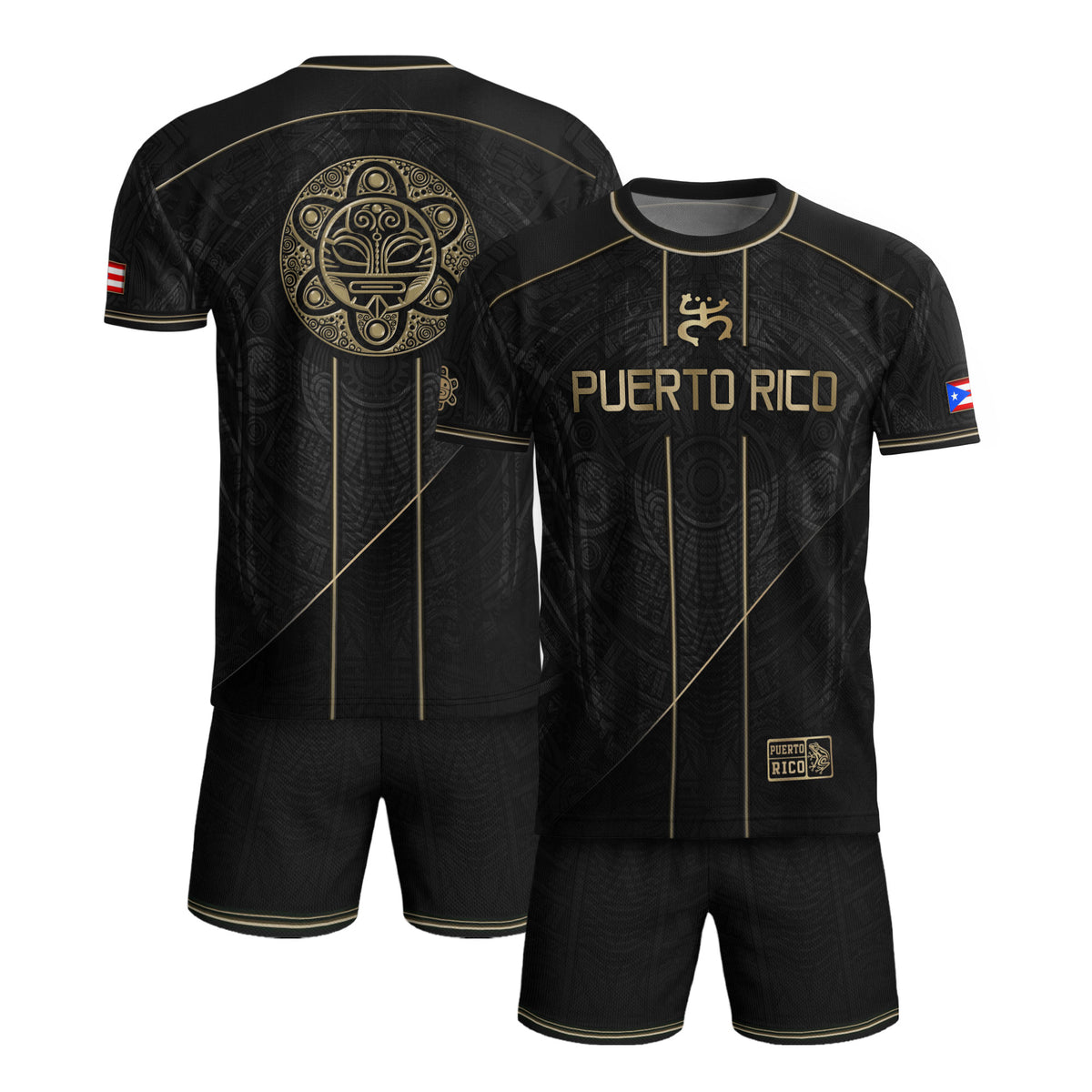Puerto Rico Soccer Jersey Taino Coquí Black Gold Flag Football Shirt Men Women Gift