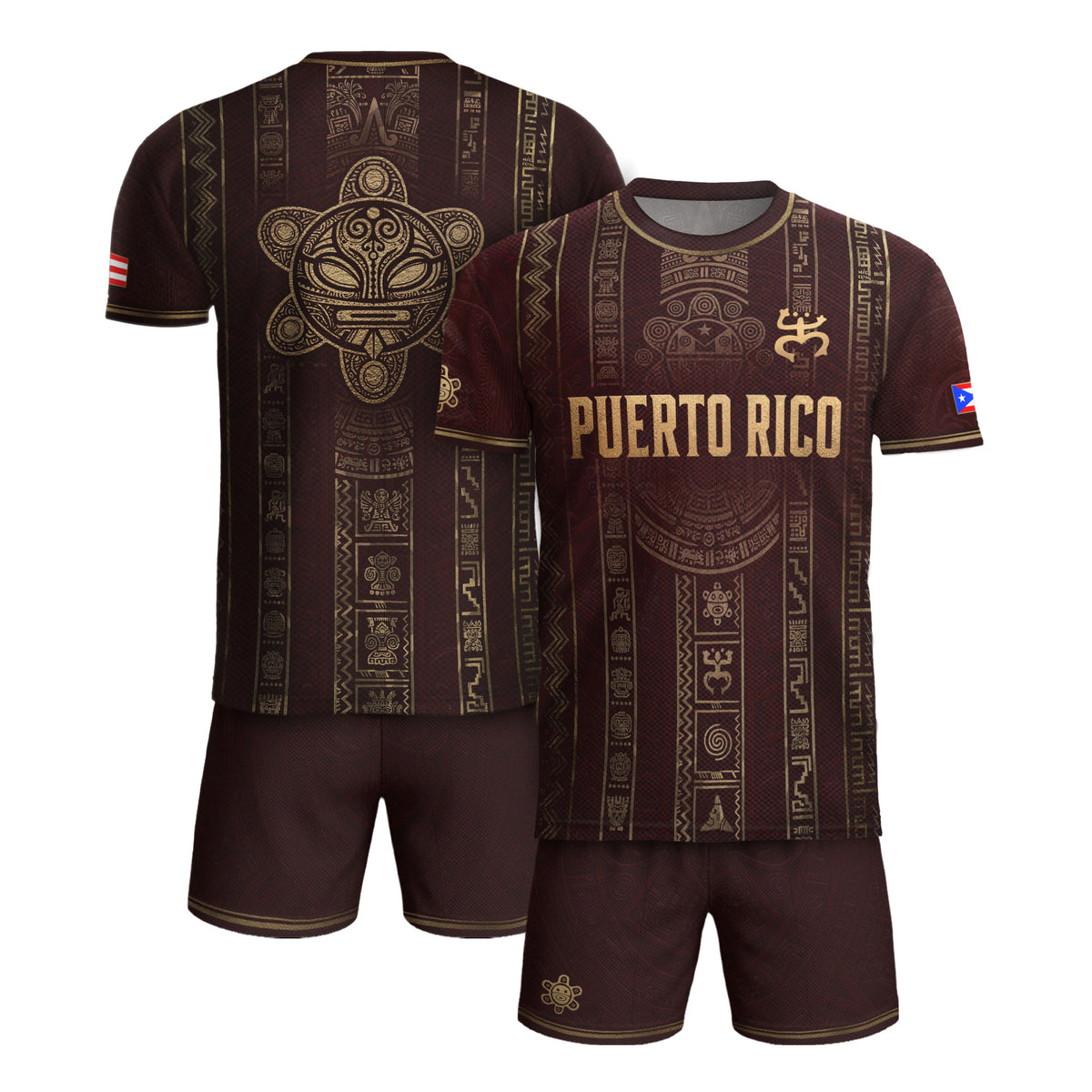 Puerto Rico Soccer Jersey Taino Heritage Maroon Gold Football Shirt Boricua Pride Gift