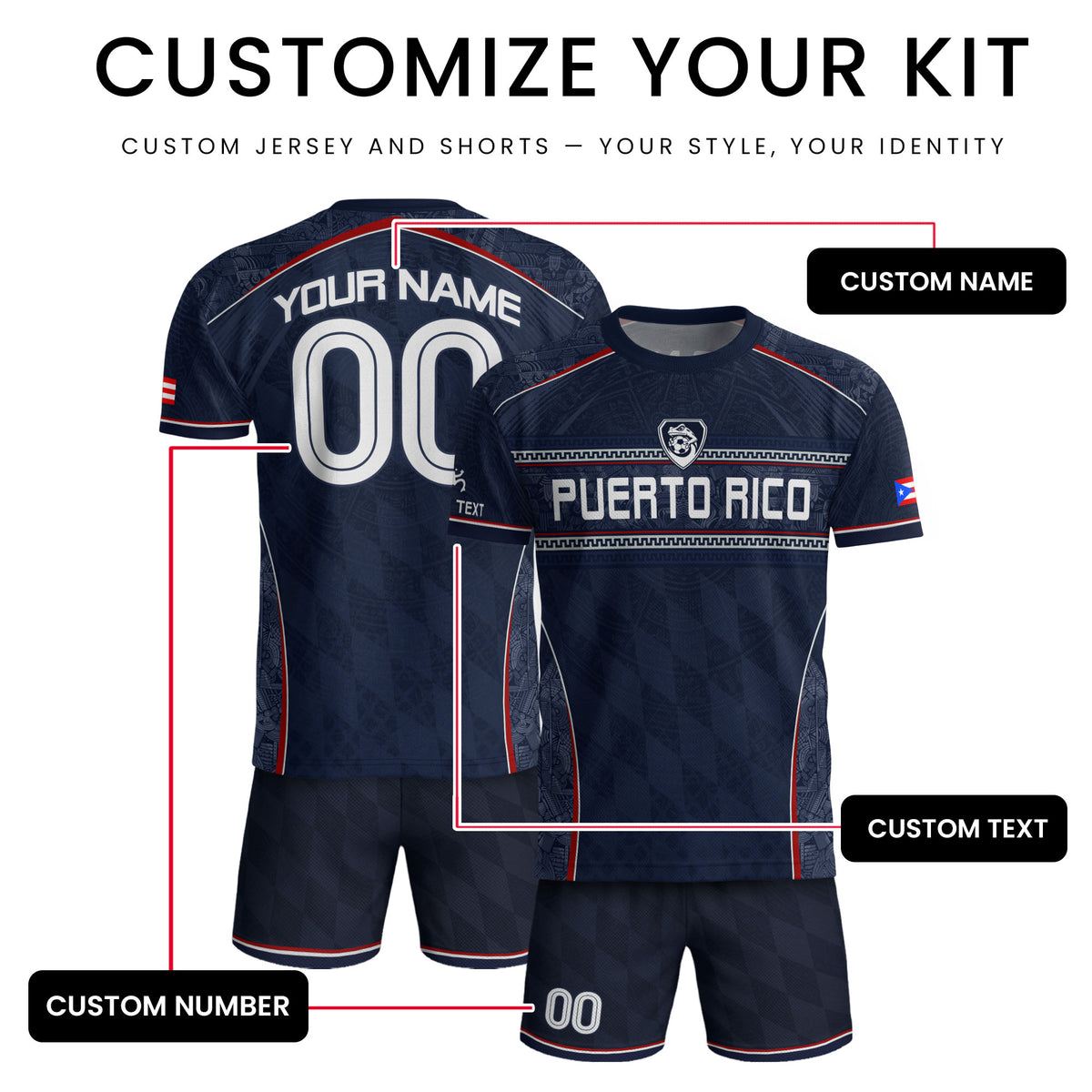 Puerto Rico Soccer Jersey Personalized Navy Blue Taino Football Shirt for Fans