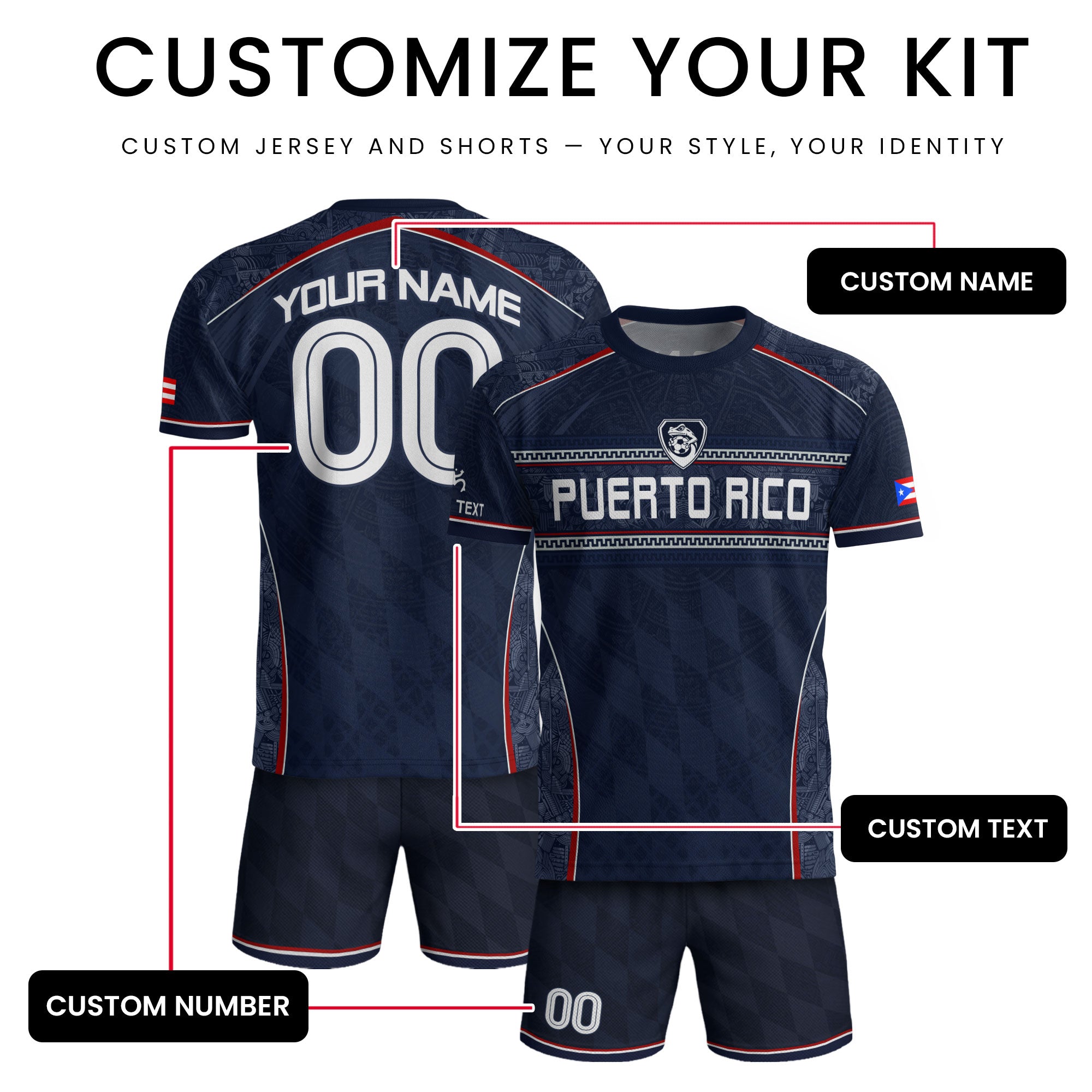 Puerto Rico Soccer Jersey Personalized Navy Blue Taino Football Shirt for Fans