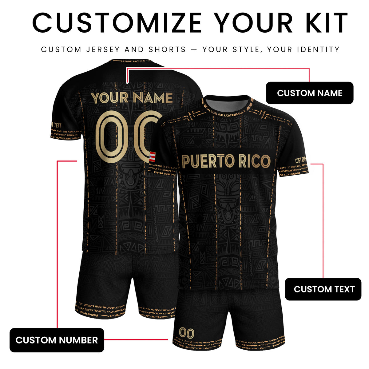 Camiseta de fútbol con máscara taína boricua azul marino de Puerto Rico, bandera tribal, orgullo nacional