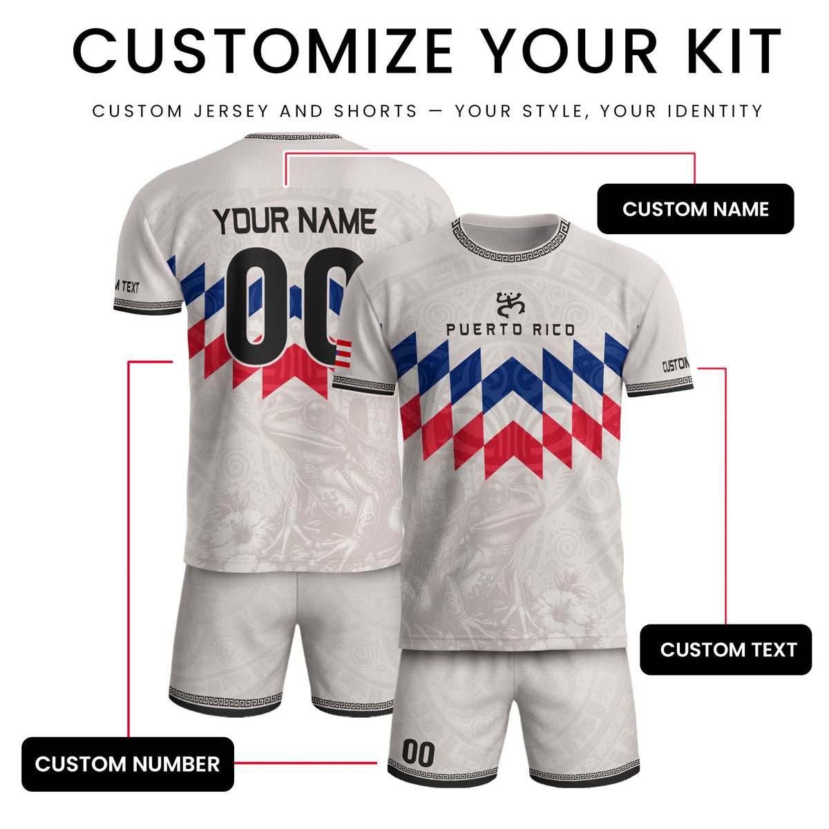 Custom Puerto Rico Soccer Jersey White – Puerto Rico Shirt, Puerto Rican Jersey Men & Women
