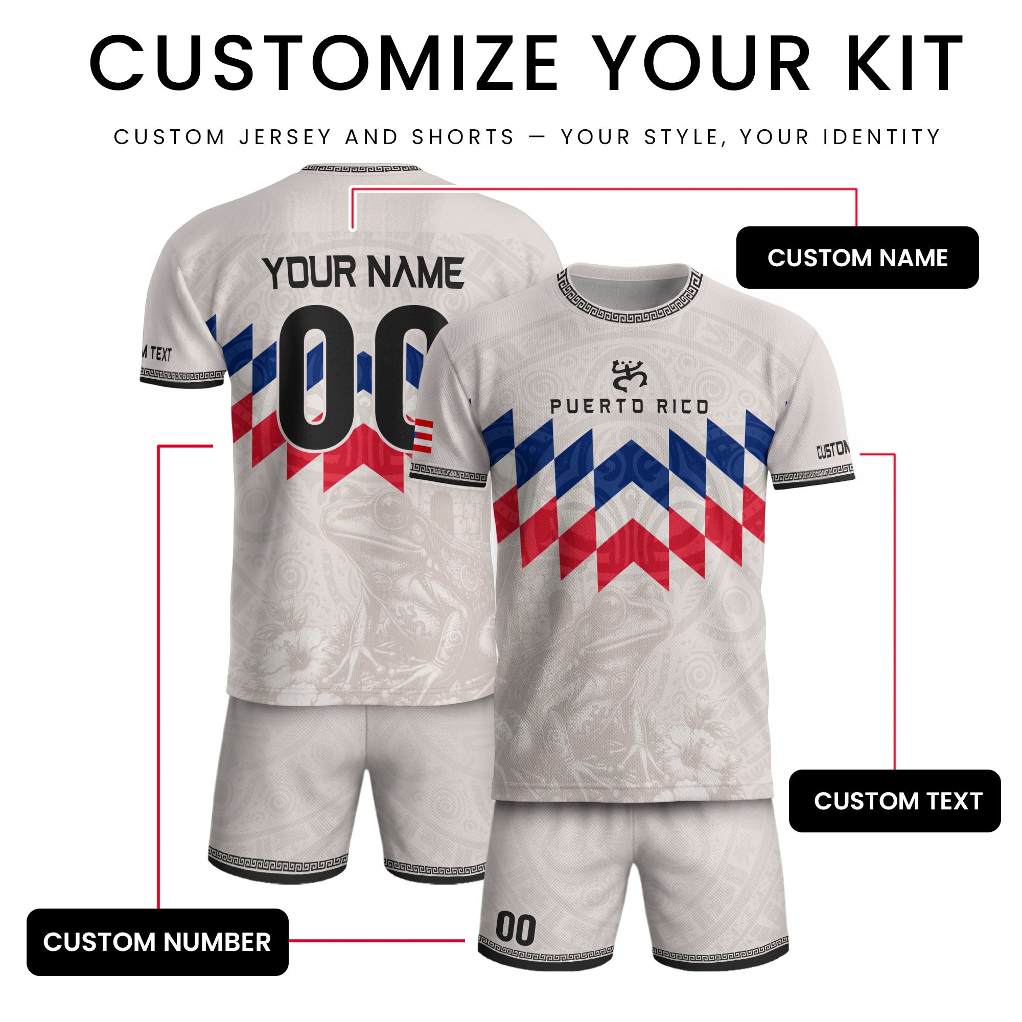 Custom Puerto Rico Soccer Jersey White – Puerto Rico Shirt, Puerto Rican Jersey Men & Women