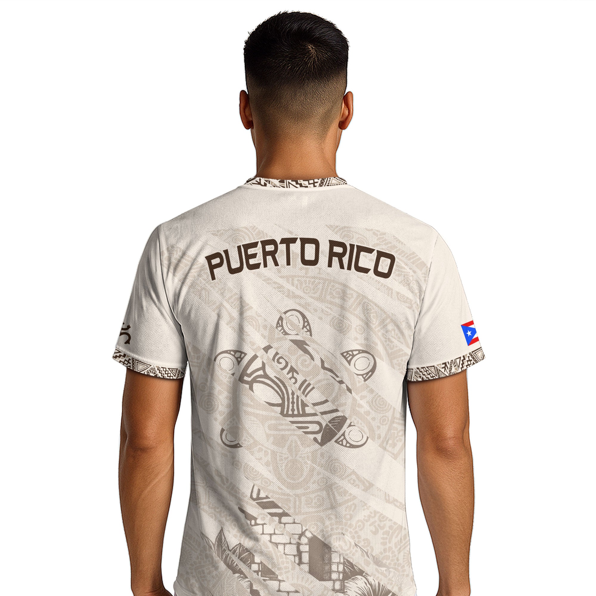 Puerto Rico Taino Coqui Jersey - White Heritage Boricua Tribal Print Performance Shirt