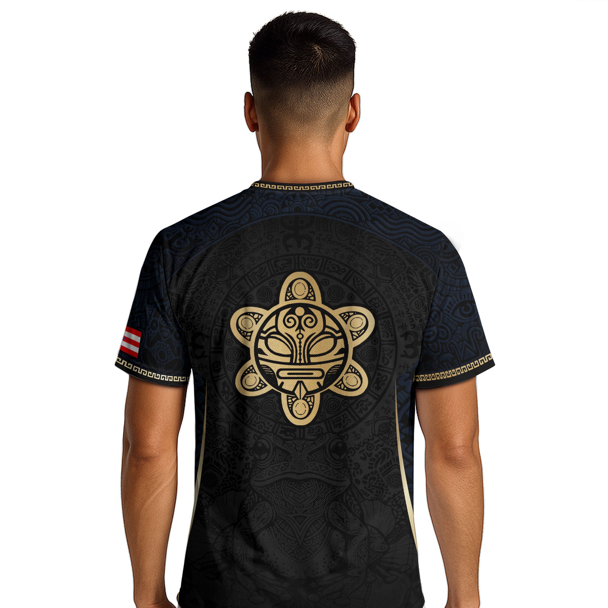 Puerto Rico Soccer Jersey - Elite Navy Gold Taino Symbol Boricua Heritage Apparel