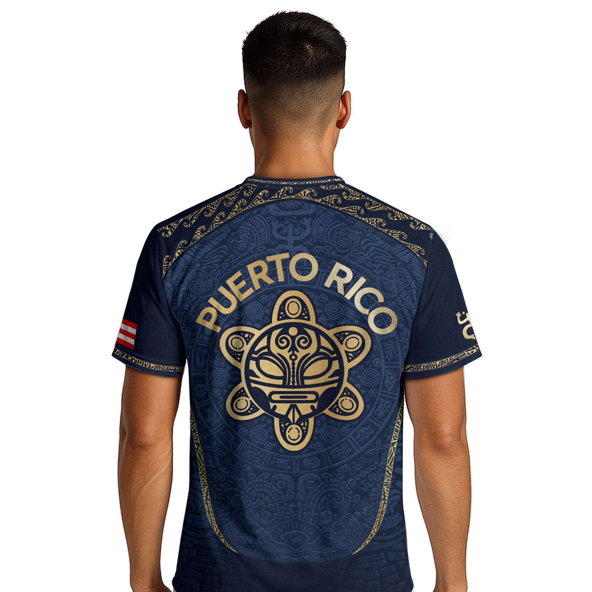 Puerto Rico Soccer Jersey - Navy and Gold Taino Sun Heritage Football Shirt