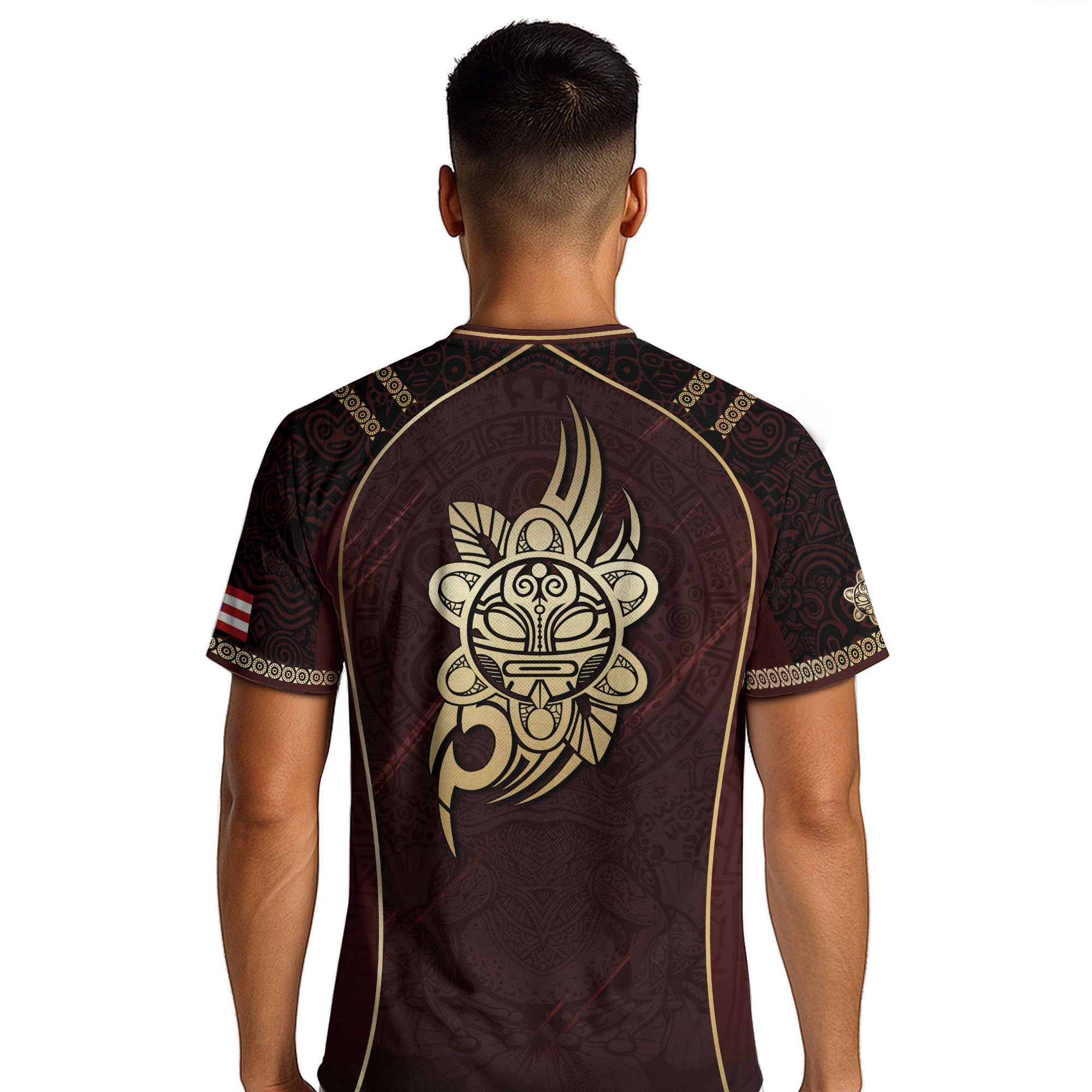 Puerto Rico Soccer Jersey - Maroon Taino Art Coqui Frog Boricua Pride Shirt