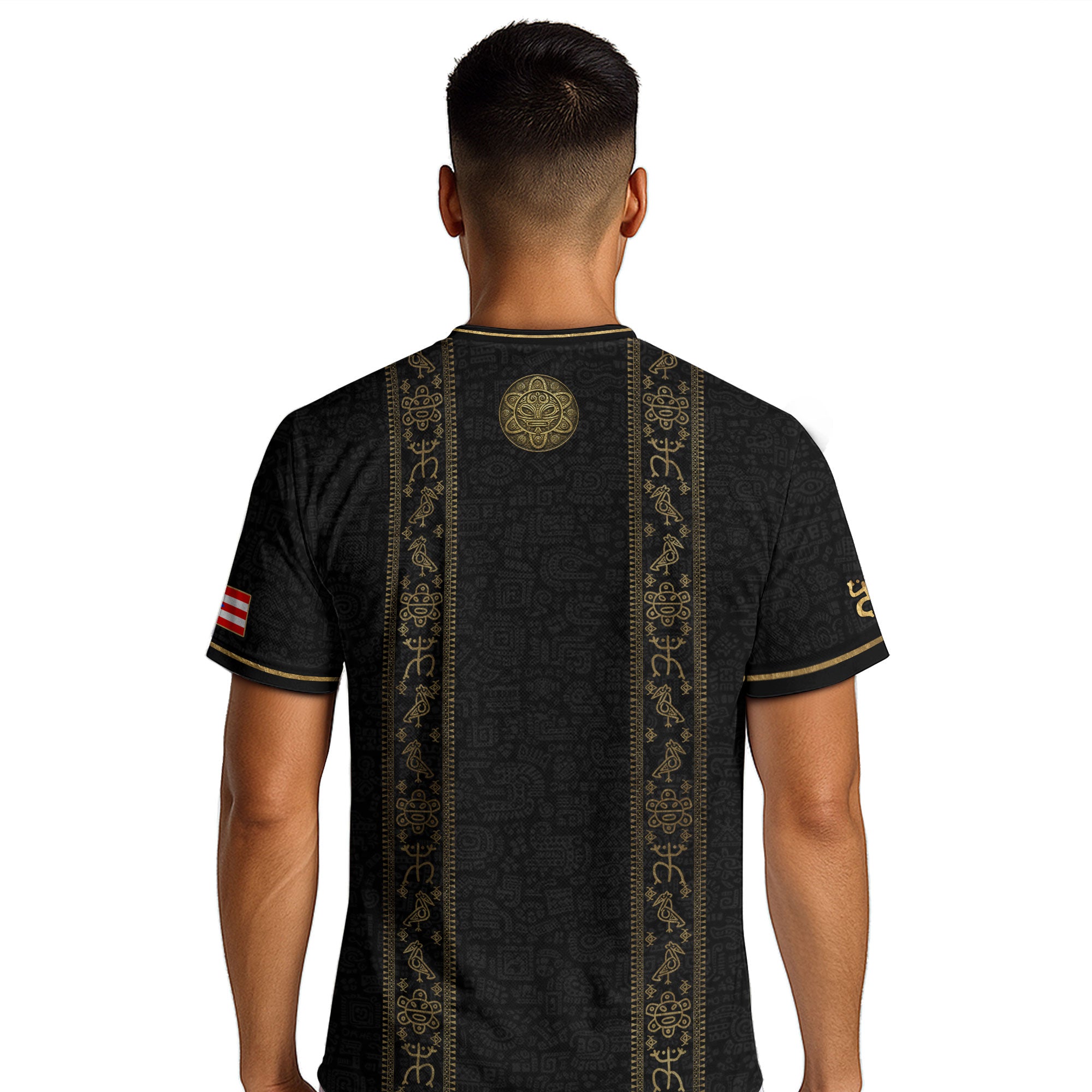 Puerto Rico Soccer Jersey - Coat of Arms & Taino Petroglyphs Black Heritage Shirt