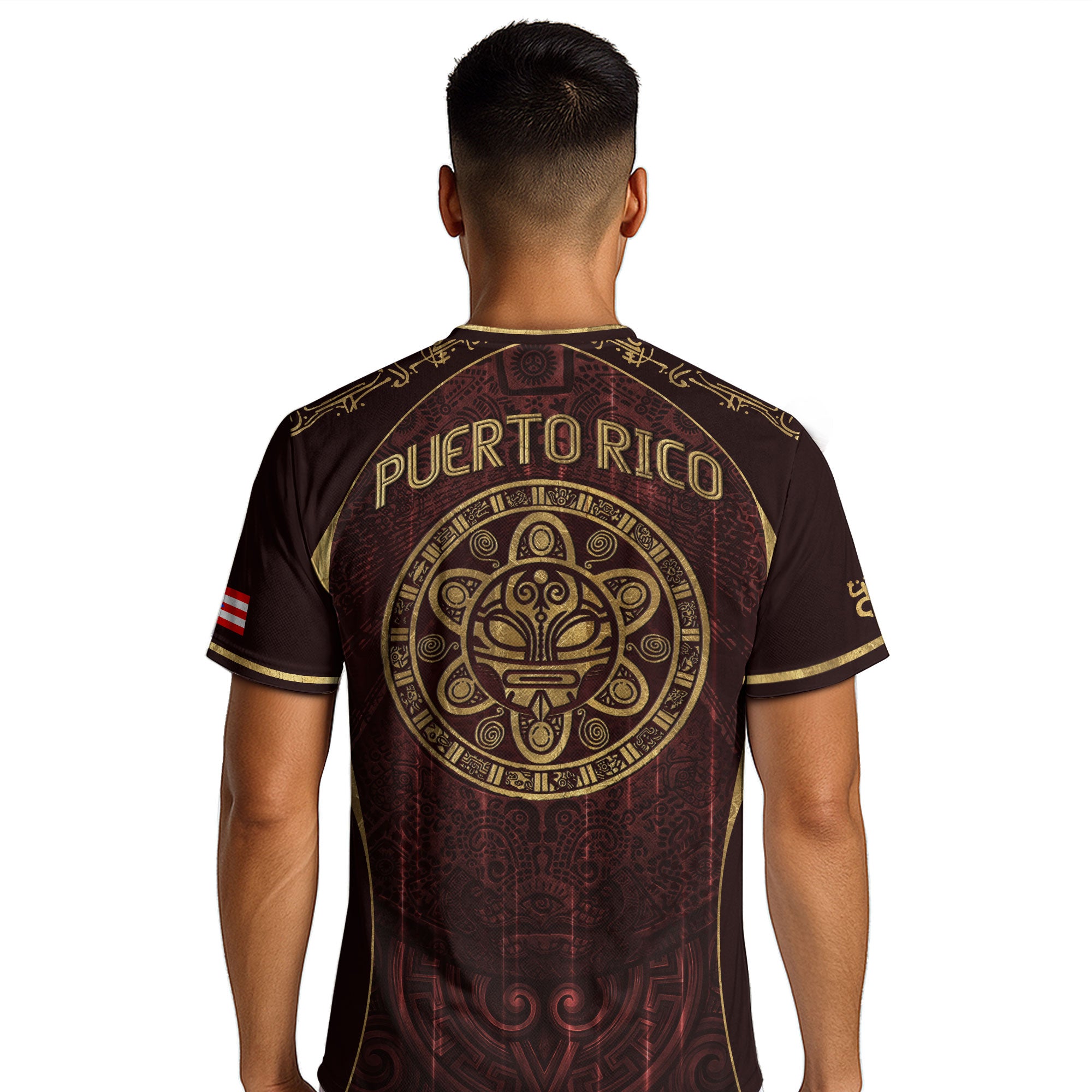 Puerto Rico Soccer Jersey - Elite Maroon Gold Edition Taino Symbol Training Heritage Shirt