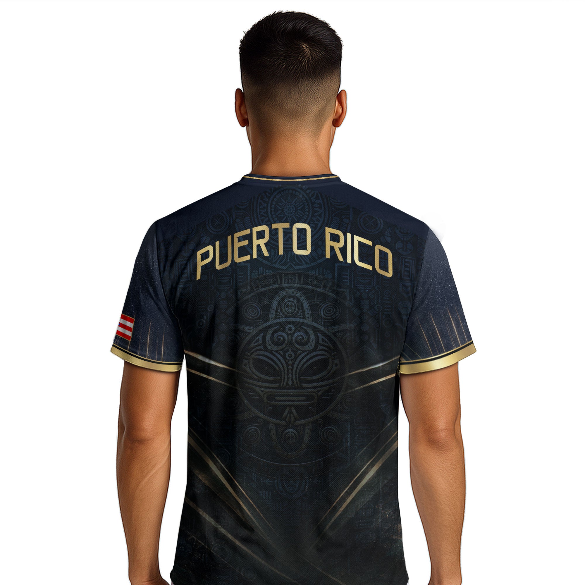 Puerto Rico Soccer Jersey - Elite Navy Gold V-Line Taino Heritage Sportswear