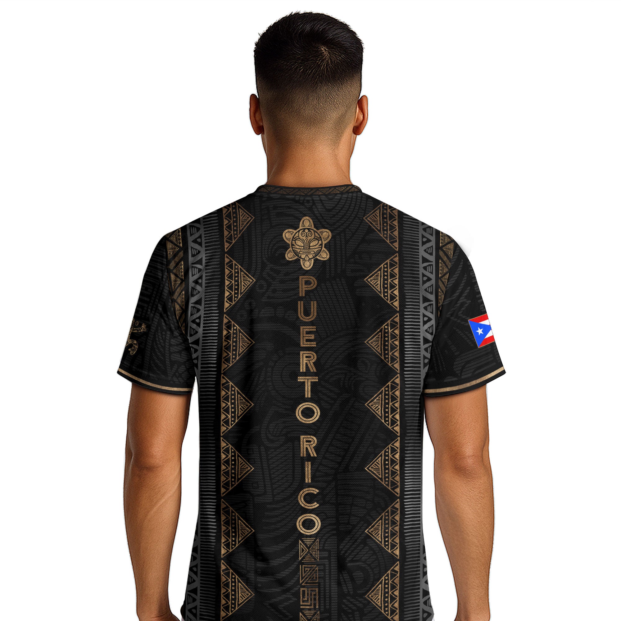 Black Puerto Rico Soccer Jersey - Vertical Taino Tribal Stripe Coqui Heritage Shirt