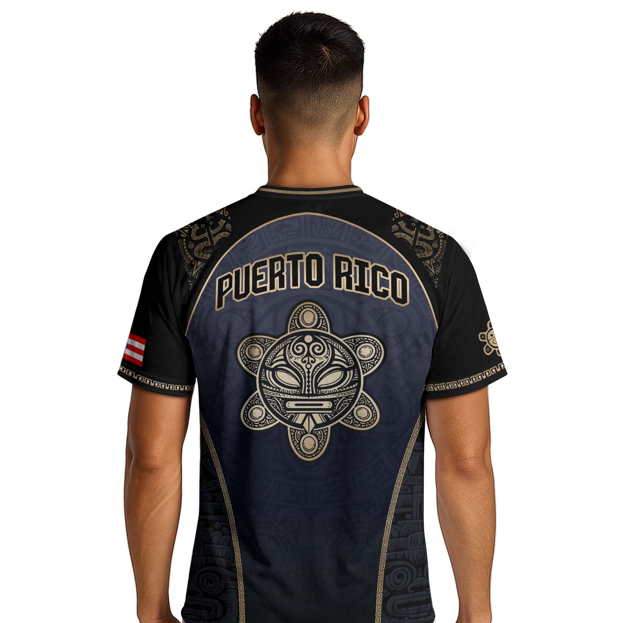 Puerto Rico Heritage Navy Gold Taino Graphic Pattern Coqui Pride Soccer Jersey