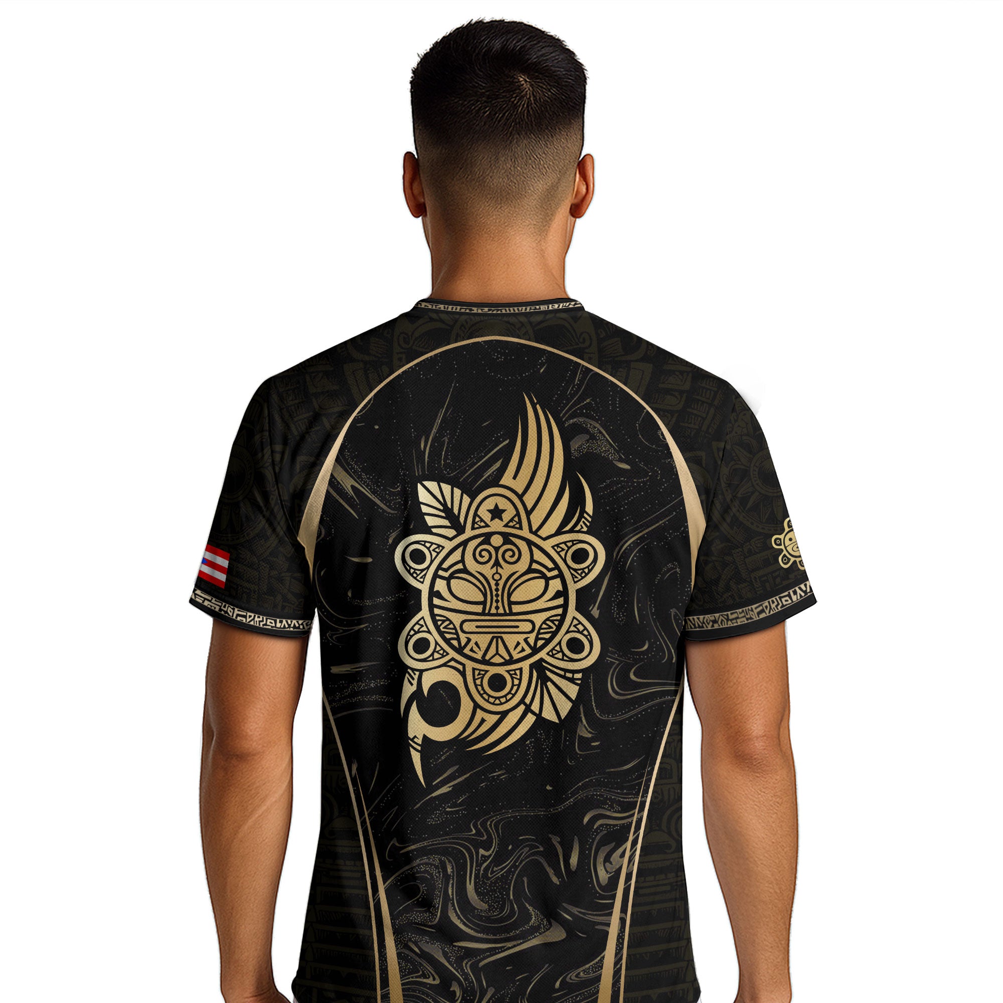 Puerto Rico Heritage Black Gold Coqui Taino Graphic Marble Pattern Pride Soccer Jersey