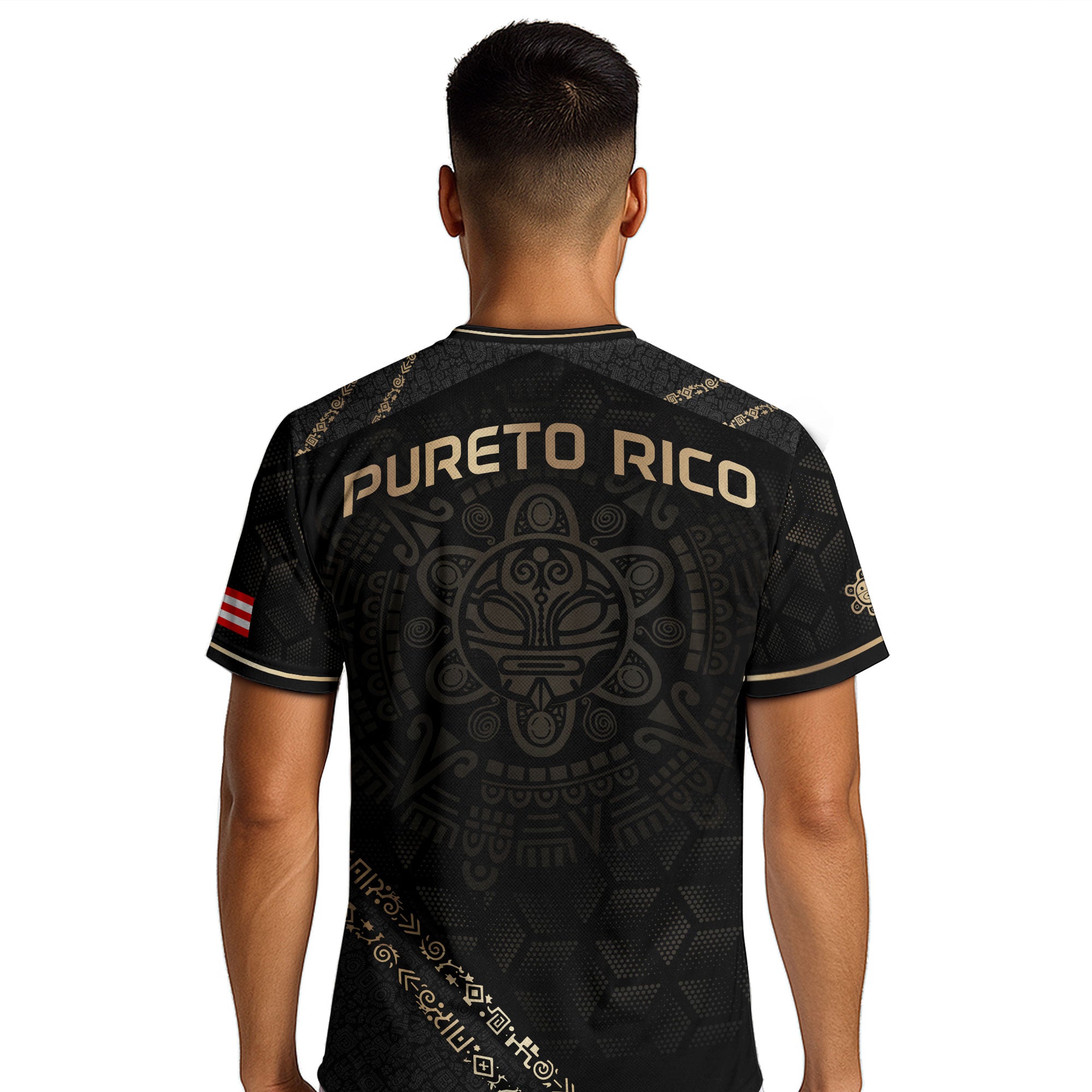 Puerto Rico Heritage Orgullo Boricua Black Gold Detailed Island Map Coqui Soccer Jersey
