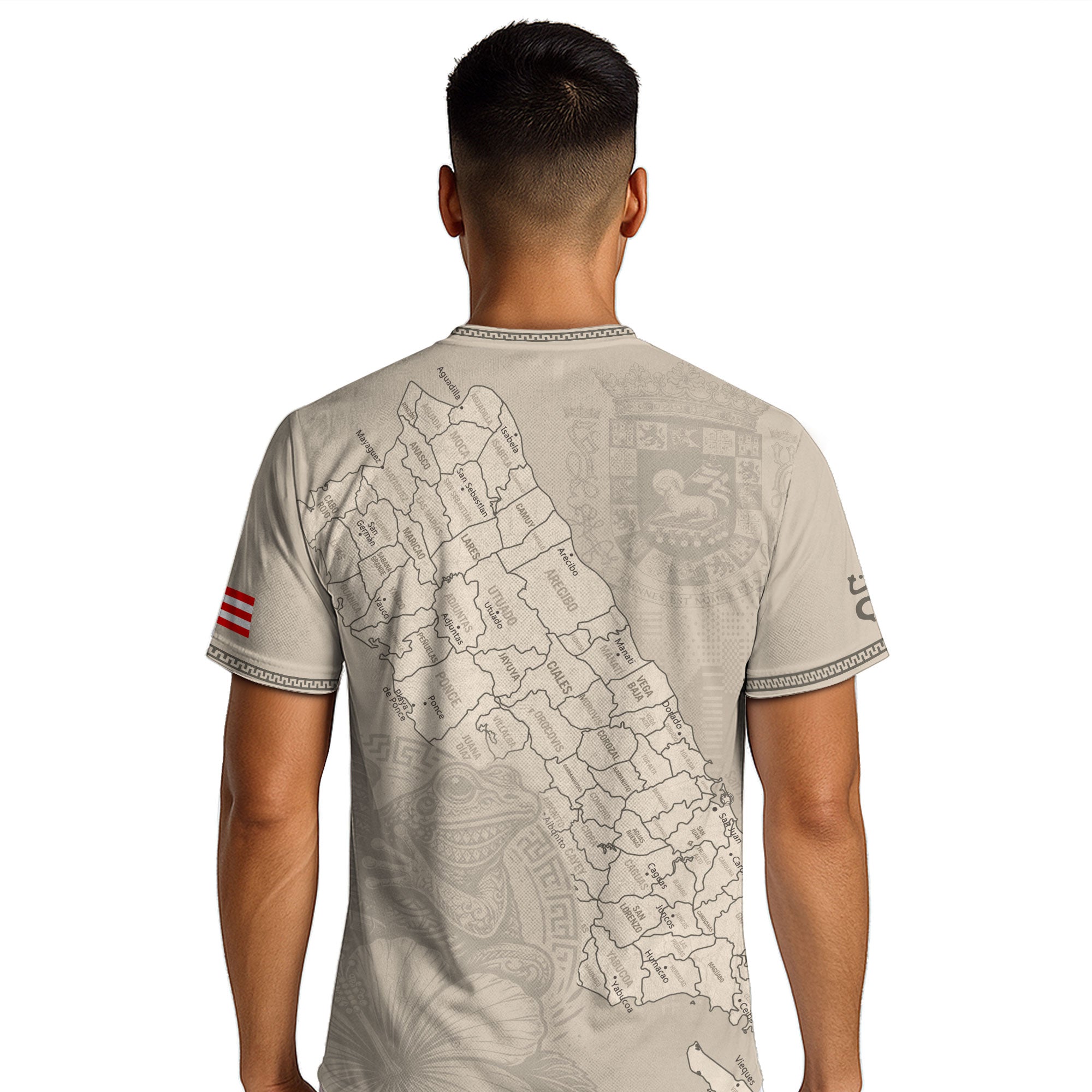 Puerto Rico Heritage Orgullo Boricua Beige Detailed Island Map Culture Soccer Jersey