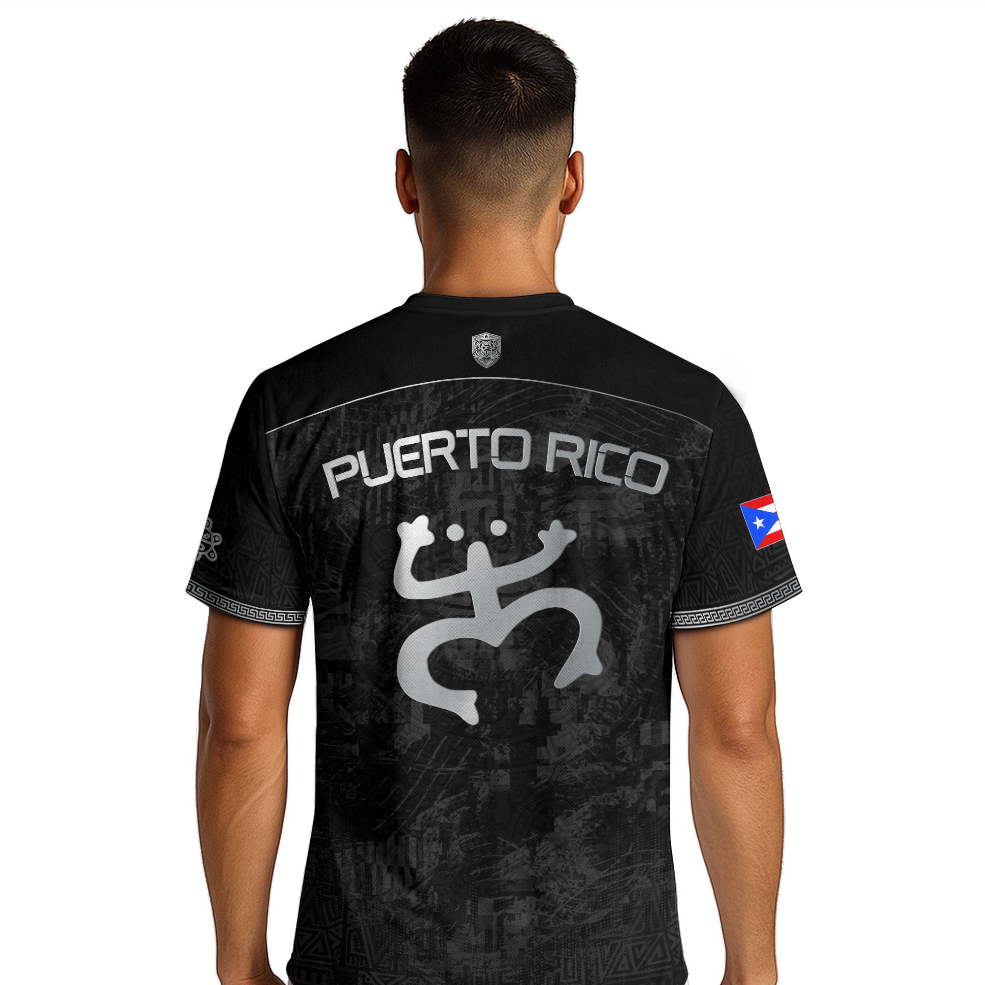 Black Puerto Rico Soccer Jersey Taino Tribal Design & Coqui Emblem Edition