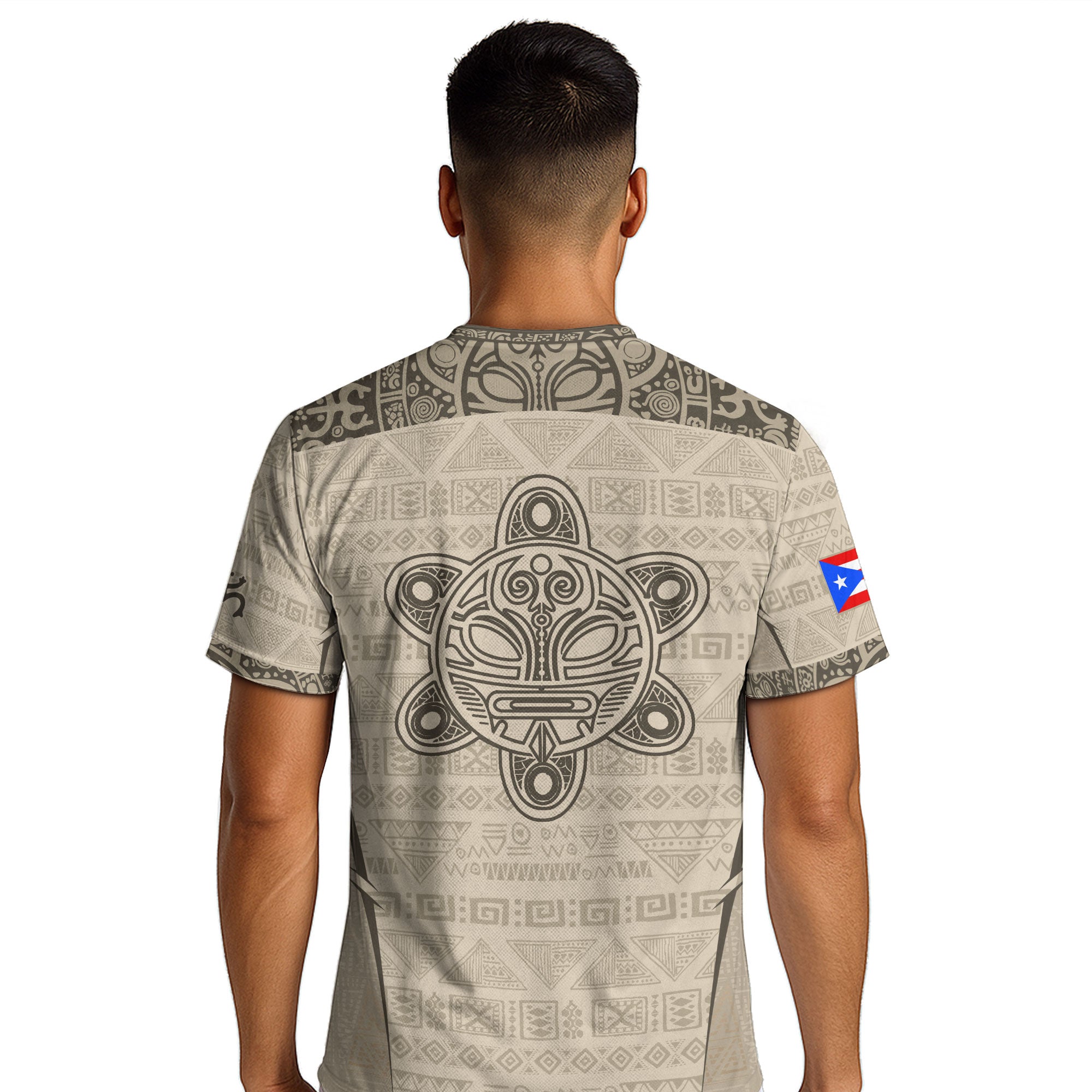 Puerto Rico Soccer Jersey Sandstone - Taino Sun Tribal Pattern - Beige Football Shirt