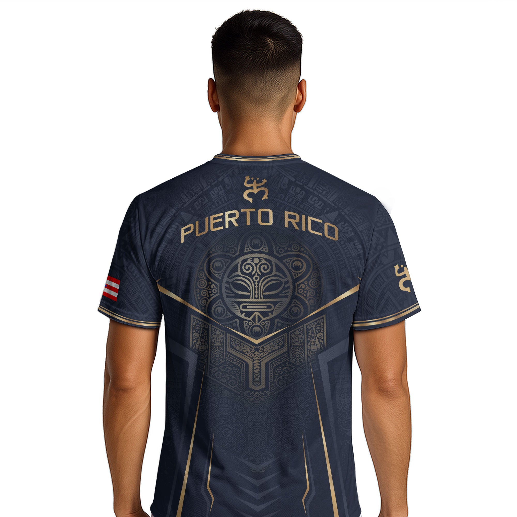 Puerto Rico Soccer Jersey - Navy Gold Taino Coqui Frog Crest Heritage Football Shirt