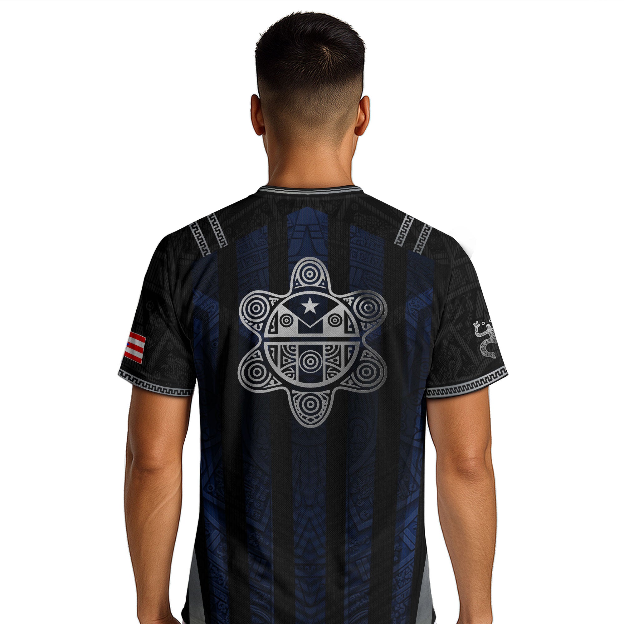 Puerto Rico Soccer Jersey - Midnight Navy & Black Taino Sun Symbol Midnight Blue Training Jersey
