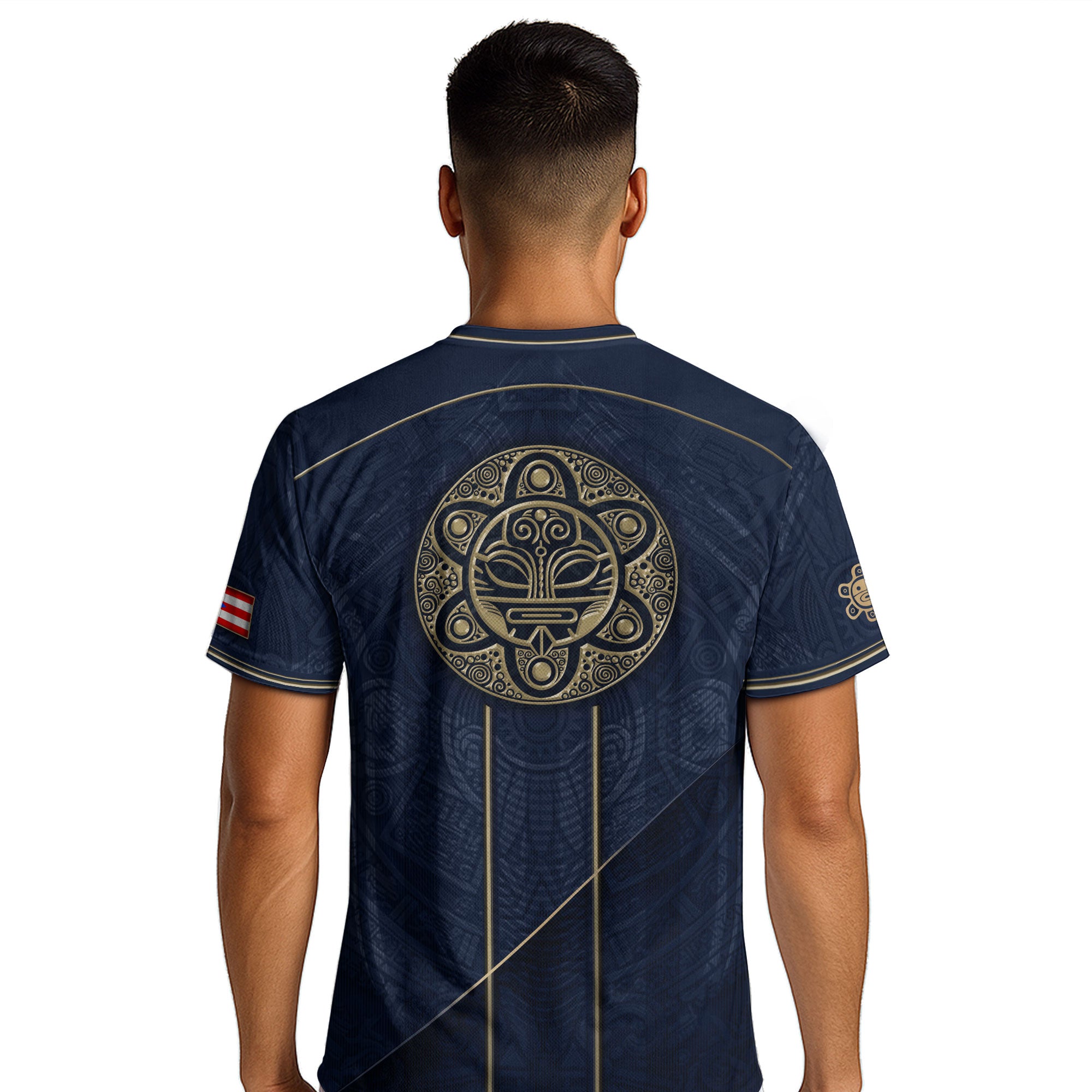 Puerto Rico Soccer Jersey - Elite Navy Gold Taino Pattern Boricua Pride Top