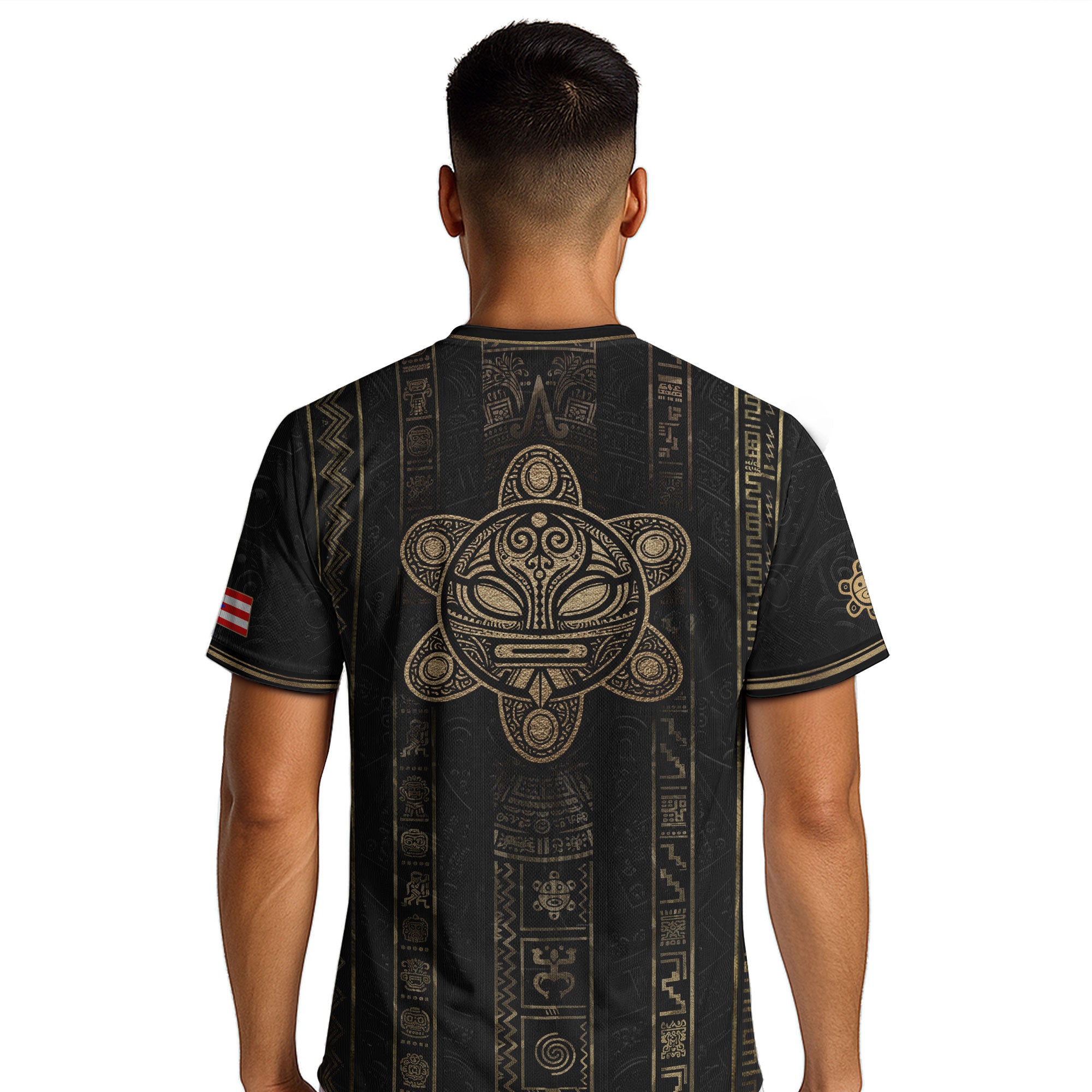 Black Puerto Rico Soccer Jersey Taino Heritage Petroglyph Football Shirt