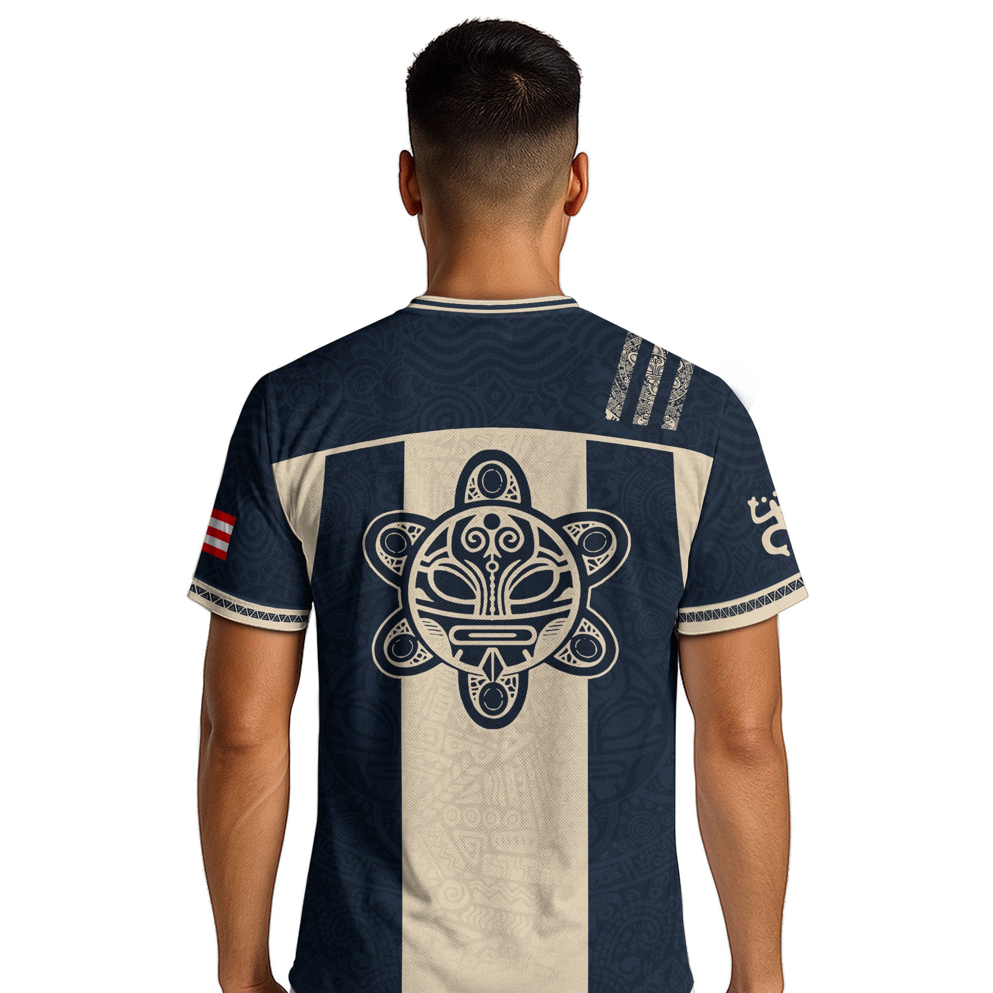 Puerto Rico Soccer Jersey Navy Beige Taino Coqui Flag PR Football Shirt Heritage Gift
