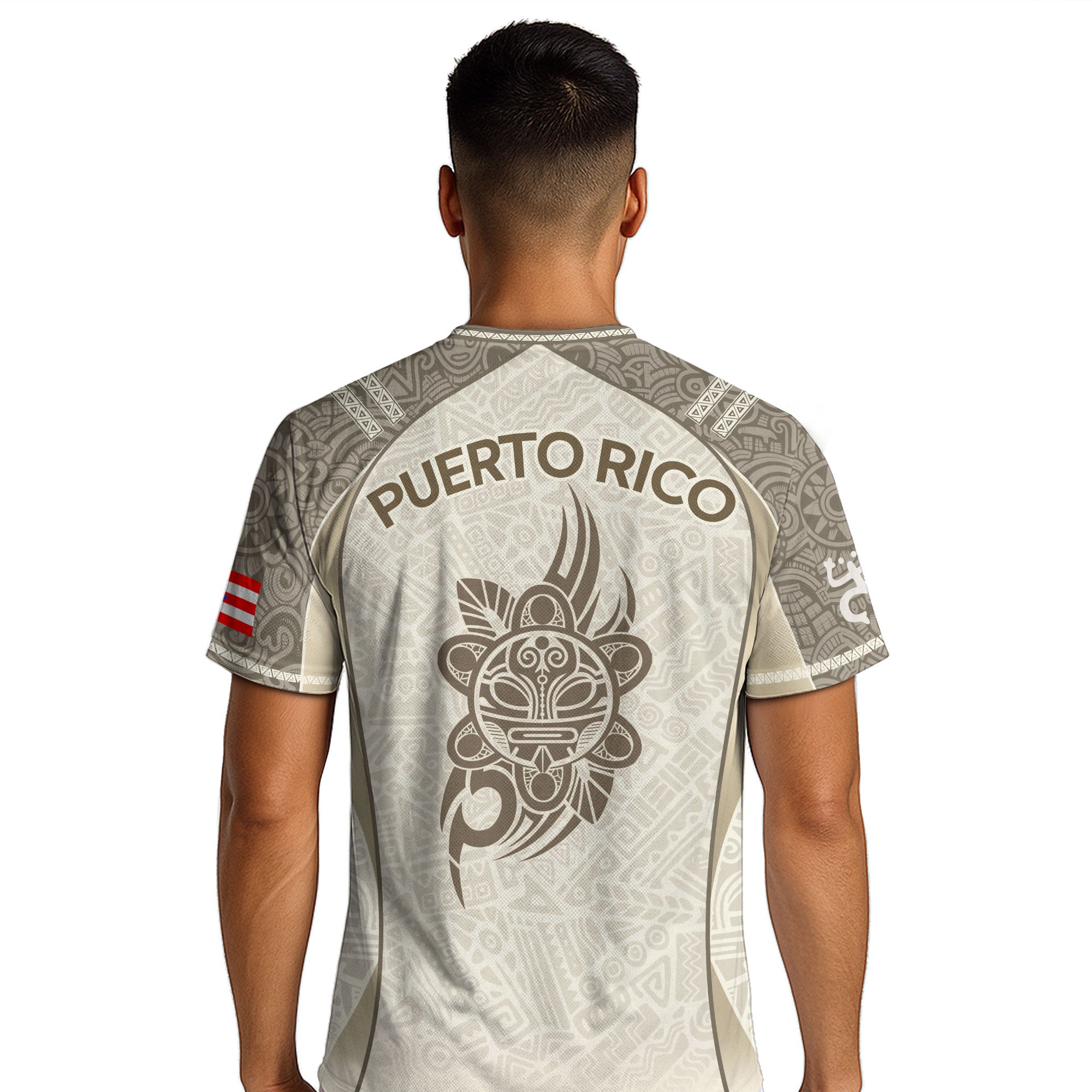 Puerto Rico Beige Soccer Jersey Coqui Tribal Boricua Pride Football Shirt Unisex
