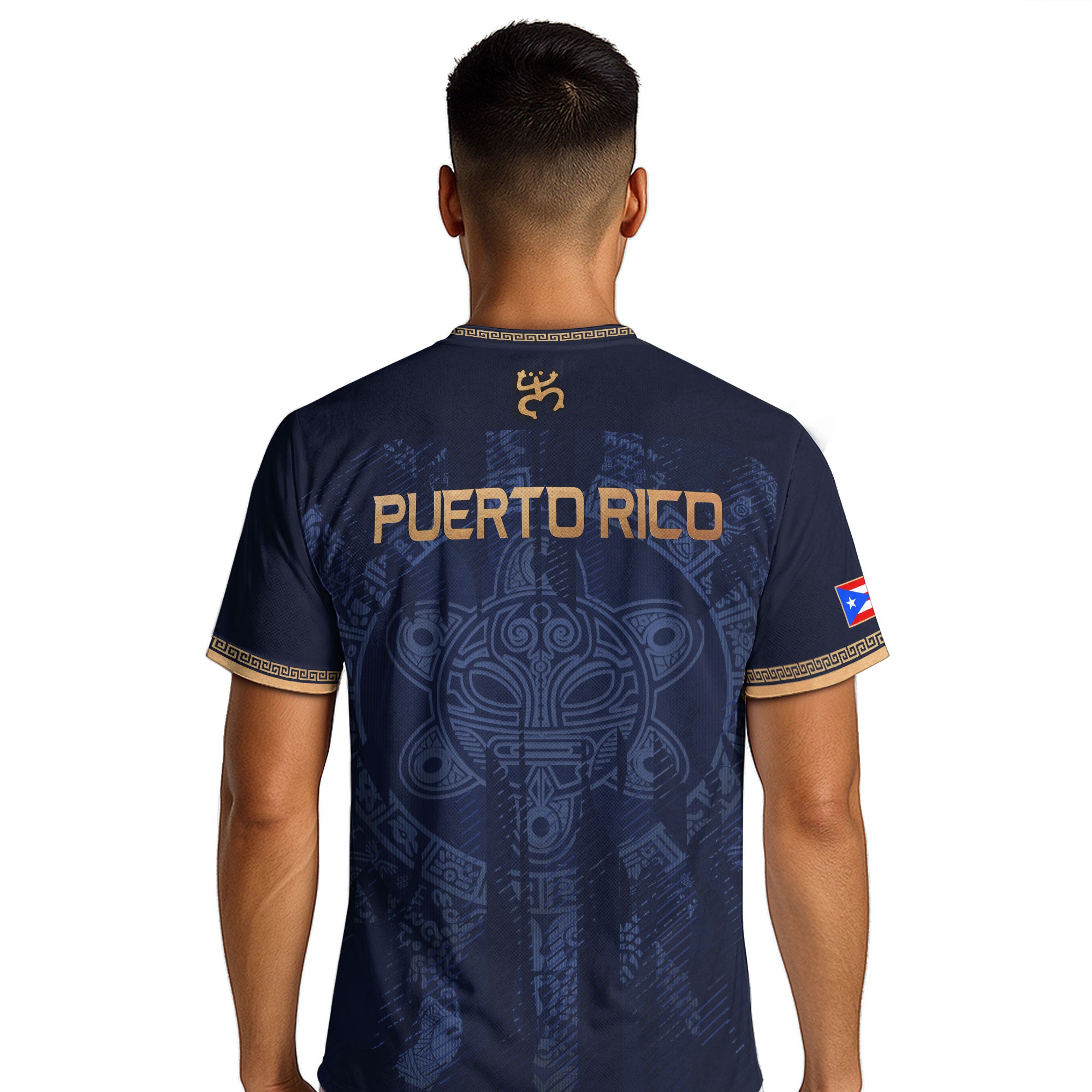 Puerto Rico Jersey Virgin Mary Navy Gold Catholic Faith Taino Symbols Boricua Pride