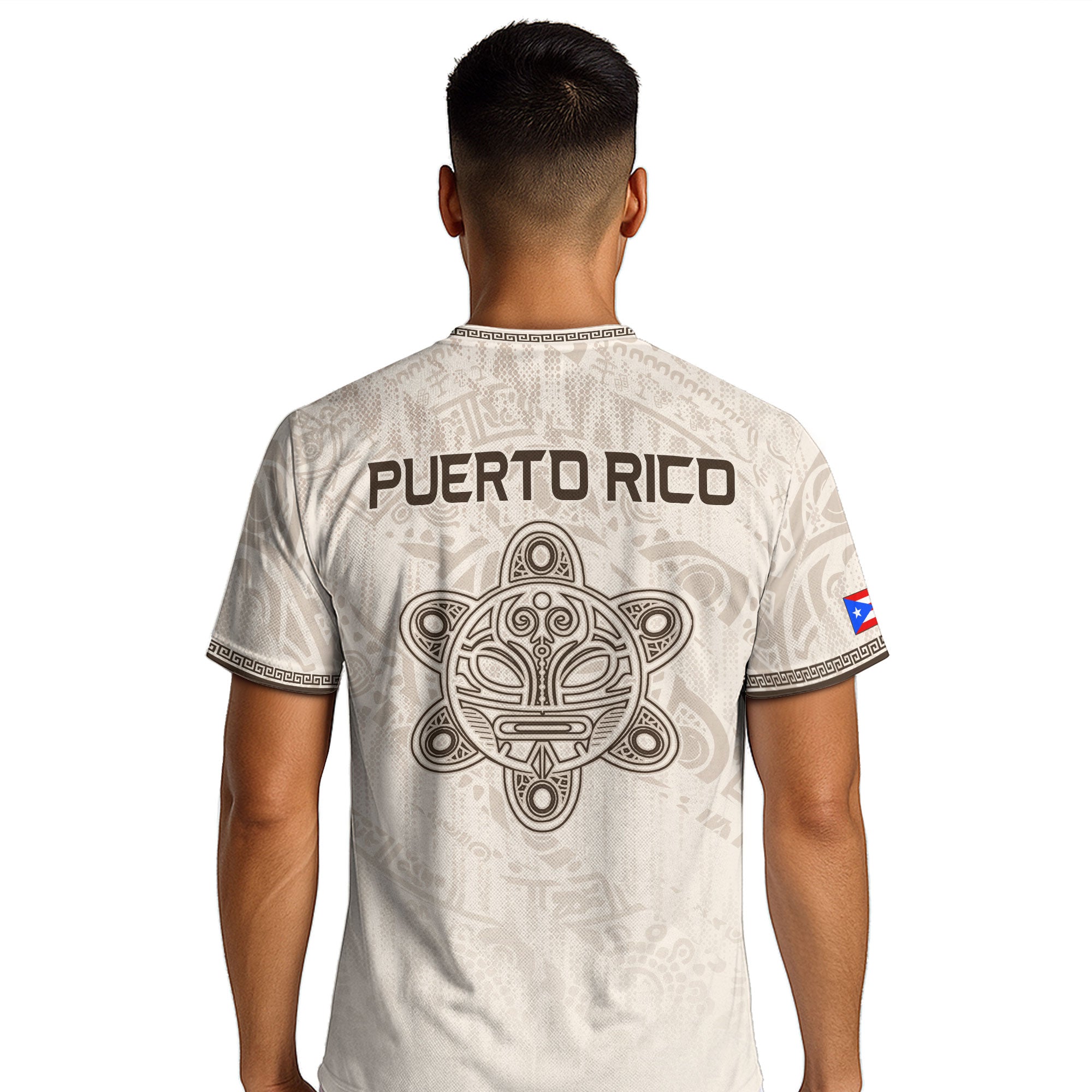 Puerto Rico Soccer Jersey Beige Taino Turtle El Morro Fortress Coqui Frog Shirt