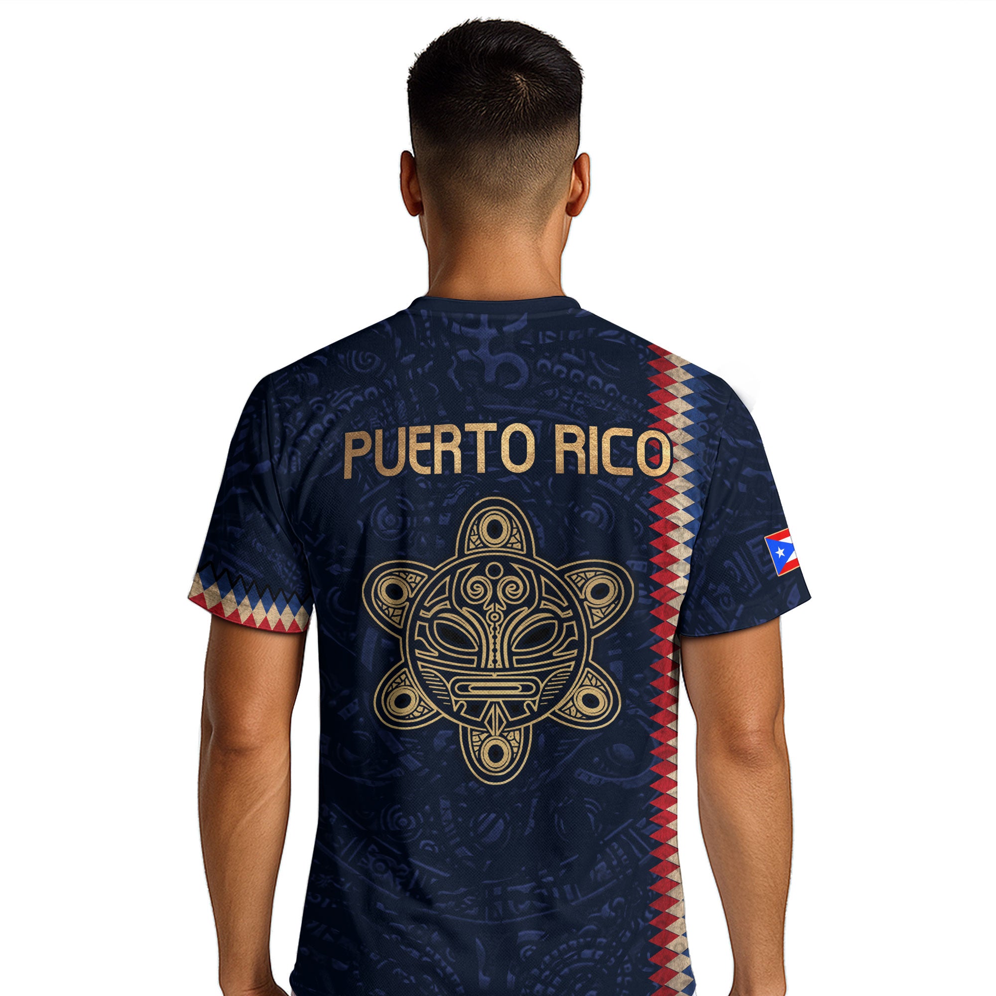 Puerto Rico Soccer Jersey Taino Turtle Navy Gold Chevron Pride Sportswear Tee