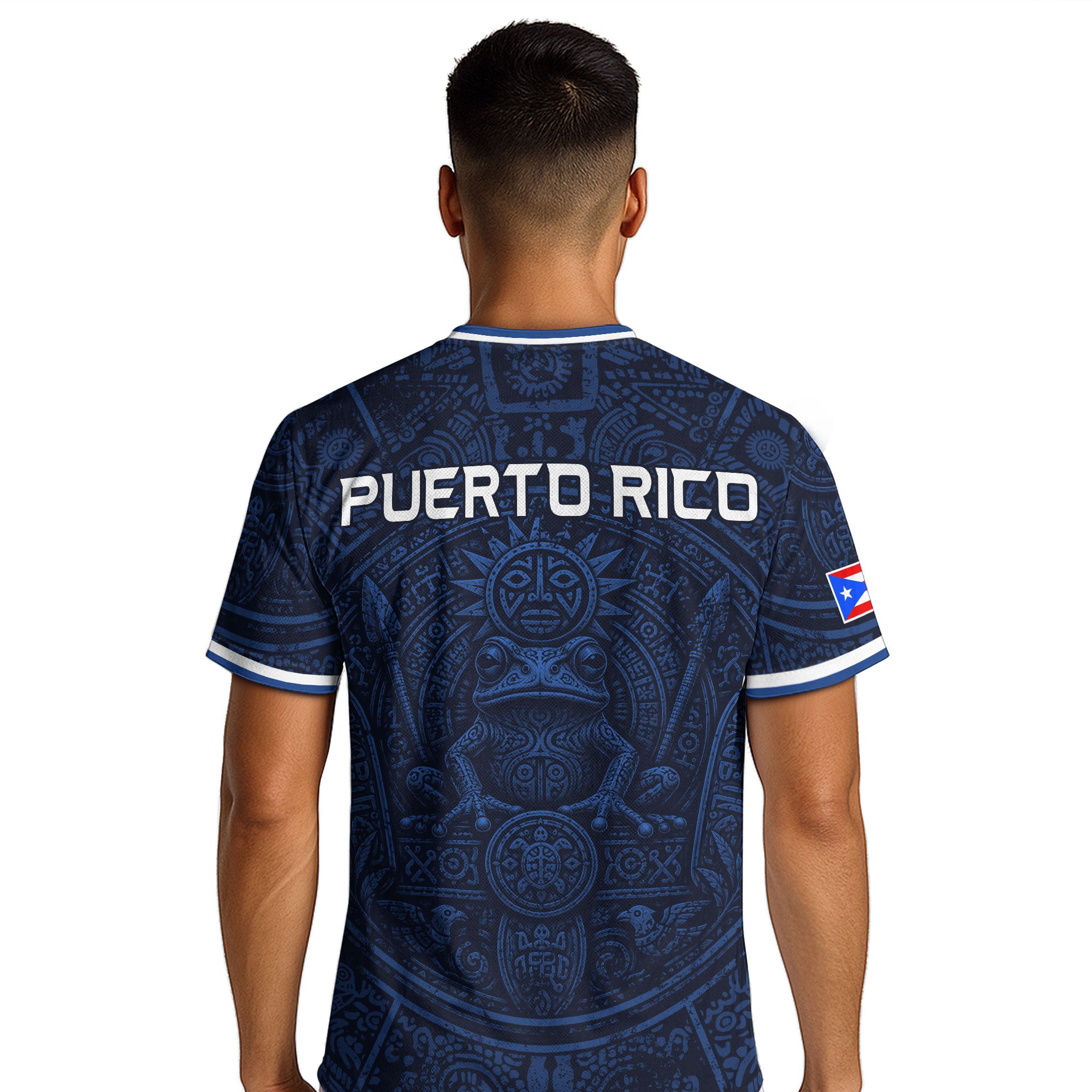Navy Puerto Rico Soccer Jersey Coqui Taino Cultural Emblem Men Shirt and Shorts Set