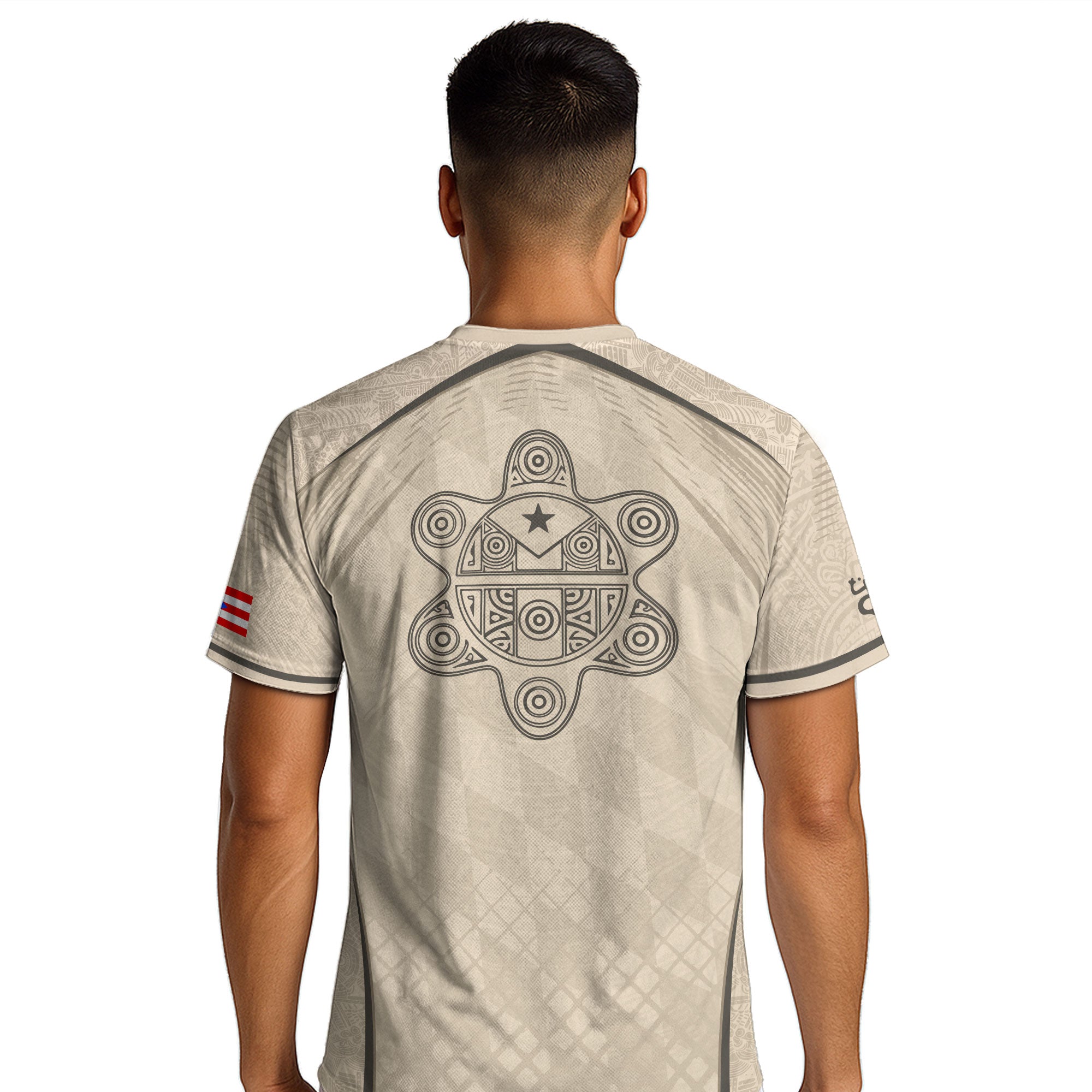 Puerto Rico Jersey - Beige Coqui Frog & Taino Tribal Pattern Sportswear Shirt