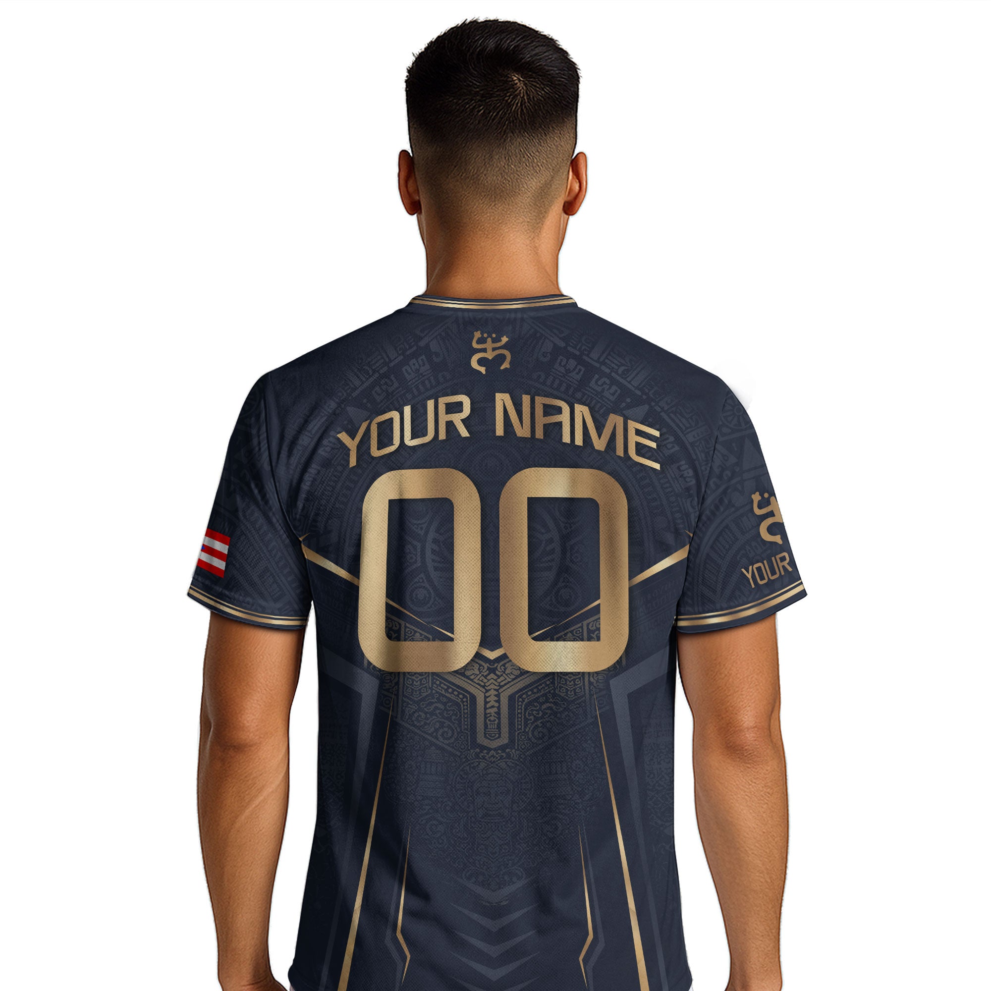 Personalized Puerto Rico Soccer Jersey Taino Coqui Frog Navy Gold Football Shirt