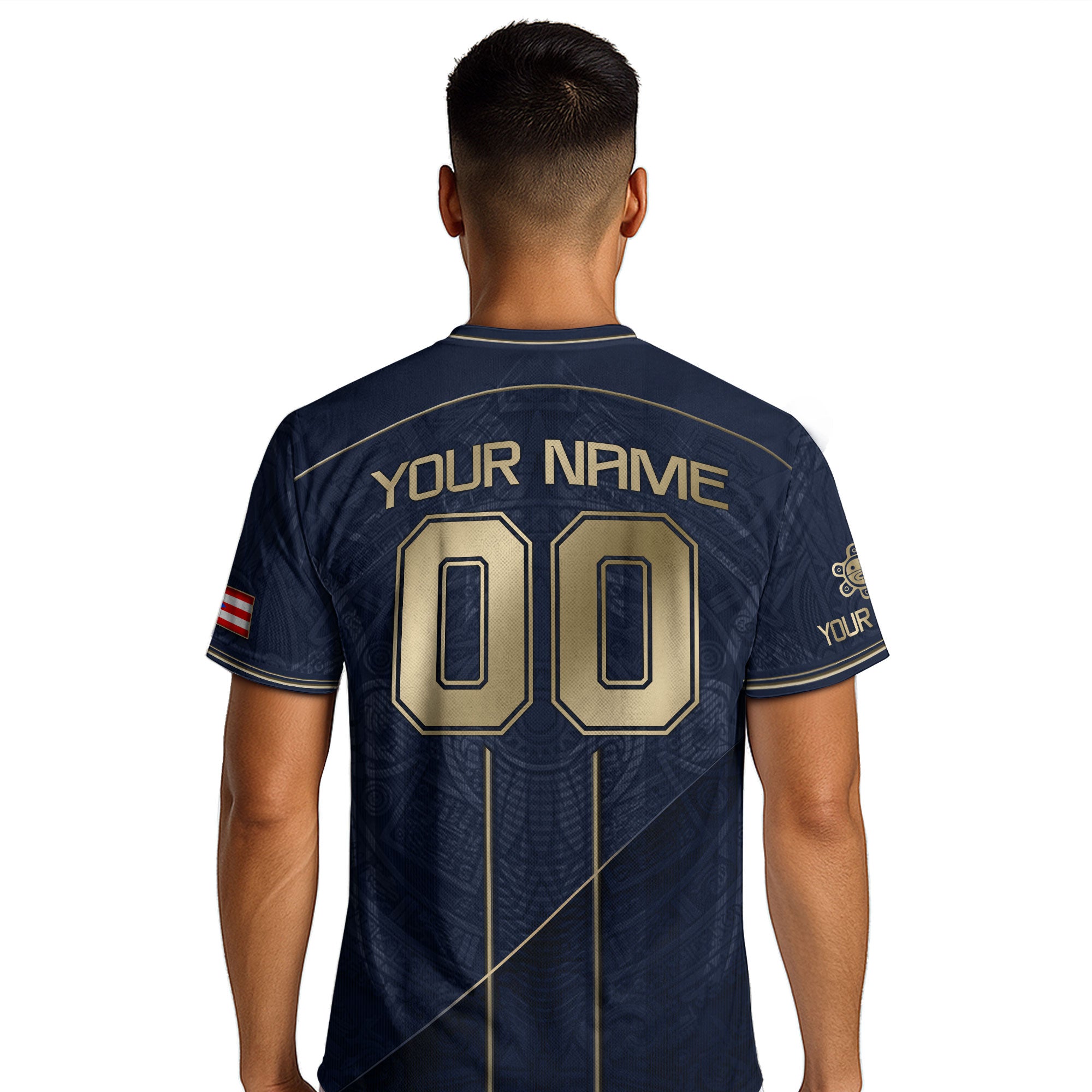 Puerto Rico Soccer Jersey Navy Gold Taino Symbol Personalized Football Shirt