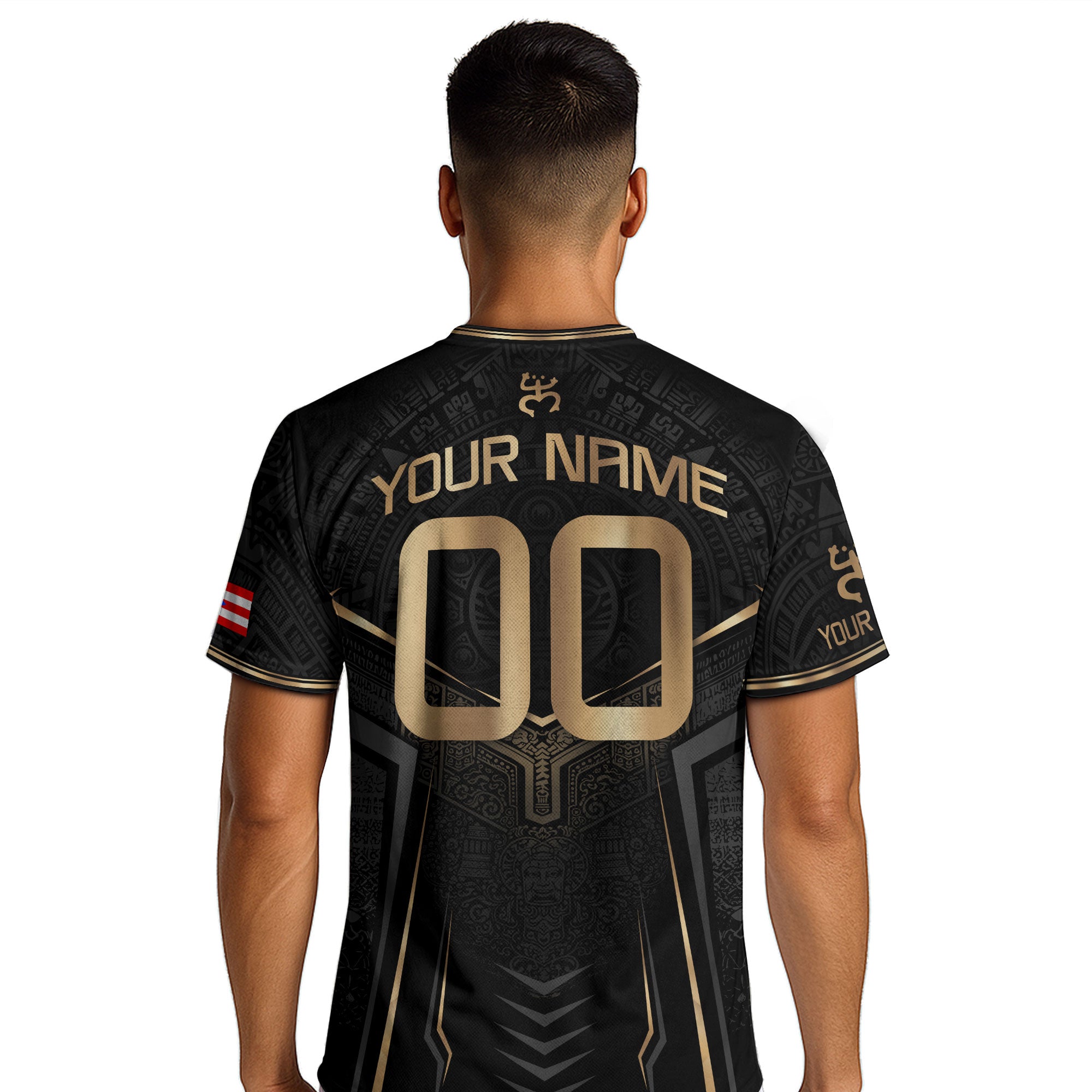 Custom Black Puerto Rico Soccer Jersey Taino Coqui Gold Frog Football Shirt