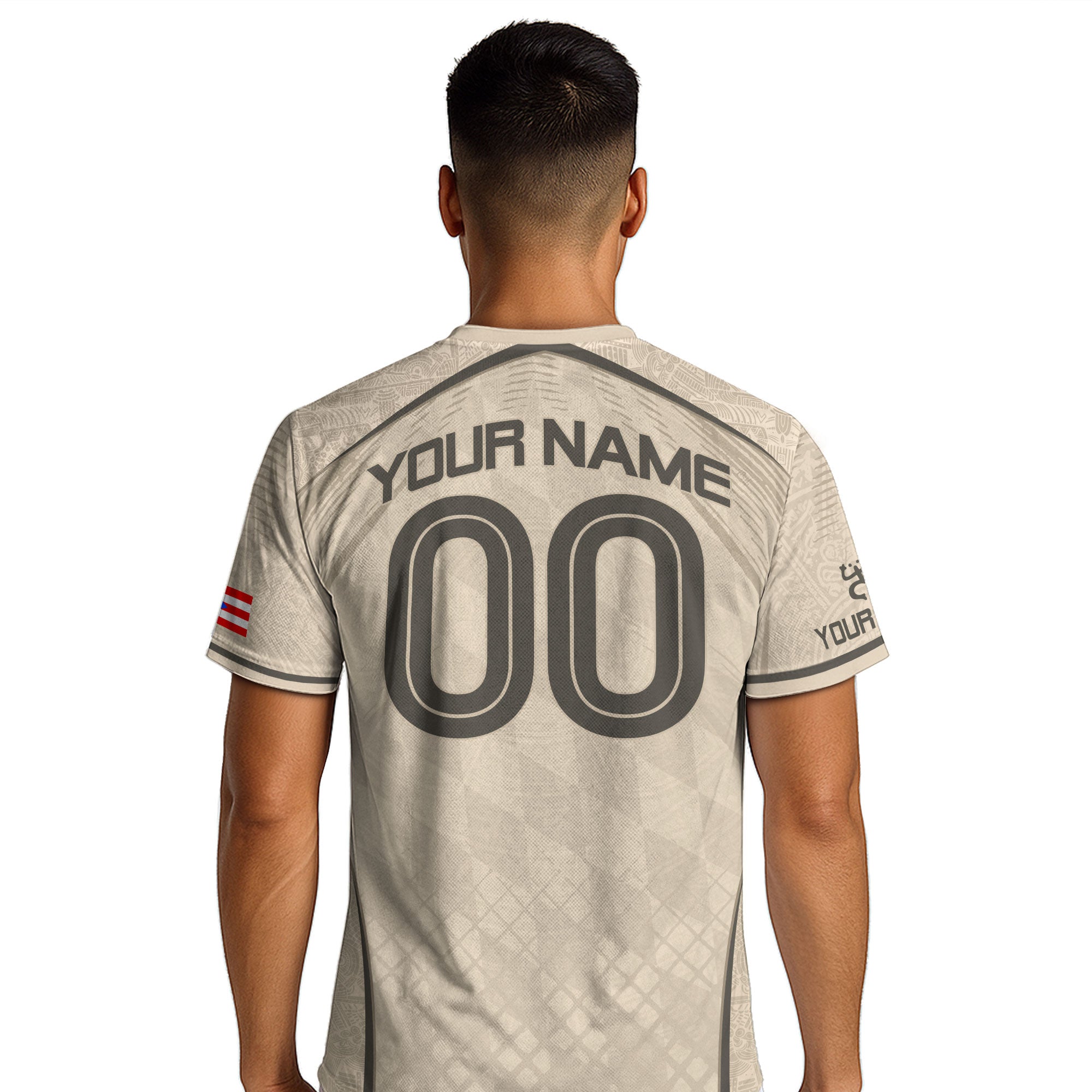 Personalized Beige Puerto Rico Soccer Jersey Taino Pattern Football Shirt