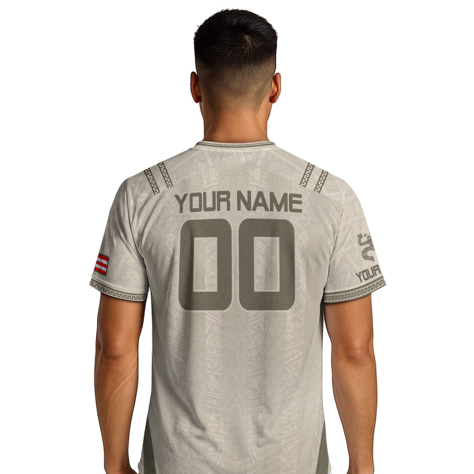 Camiseta de fútbol con máscara taína boricua azul marino de Puerto Rico, bandera tribal, orgullo nacional
