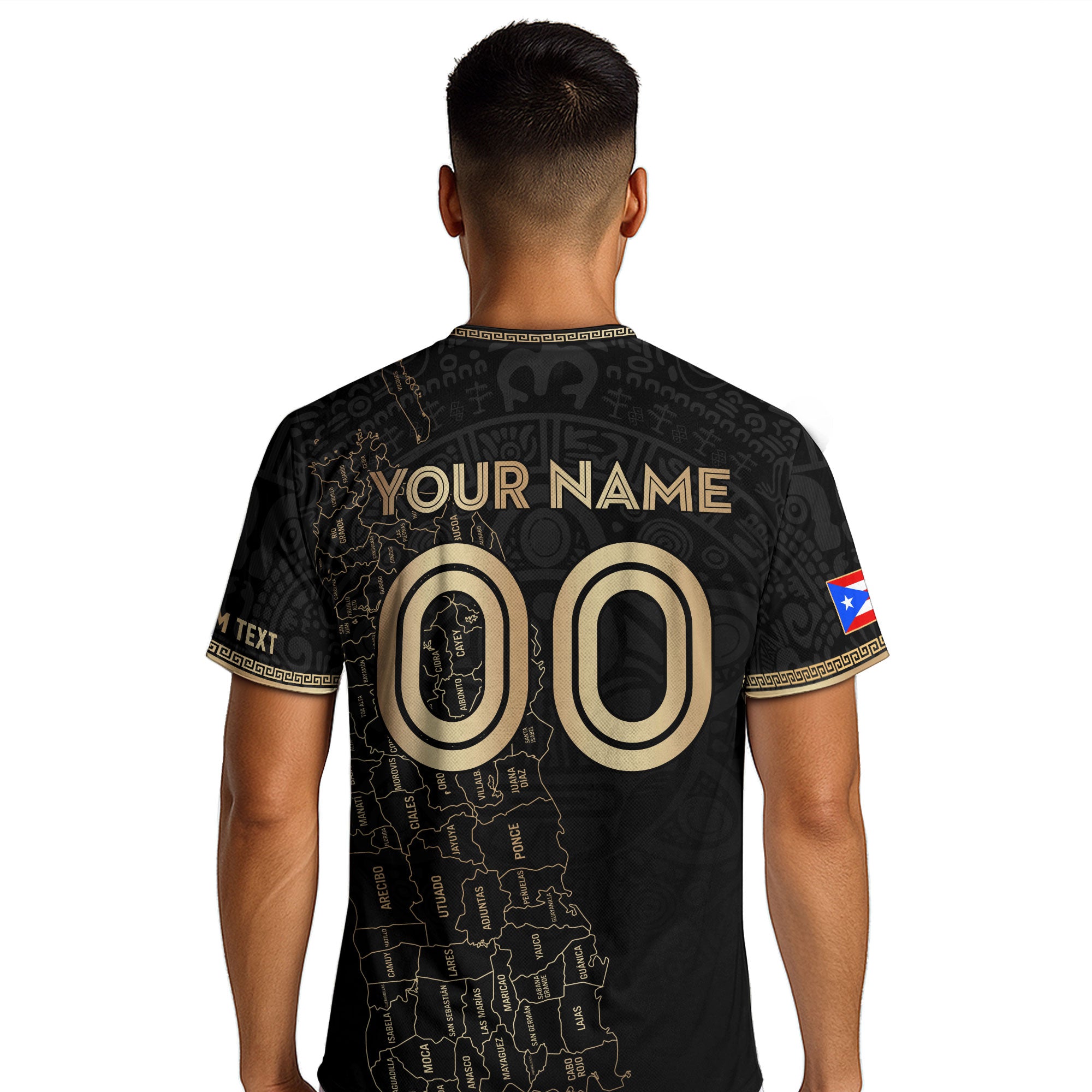 Custom Puerto Rico Soccer Jersey Black Gold Towns Map Coqui Frog Men Women Gift