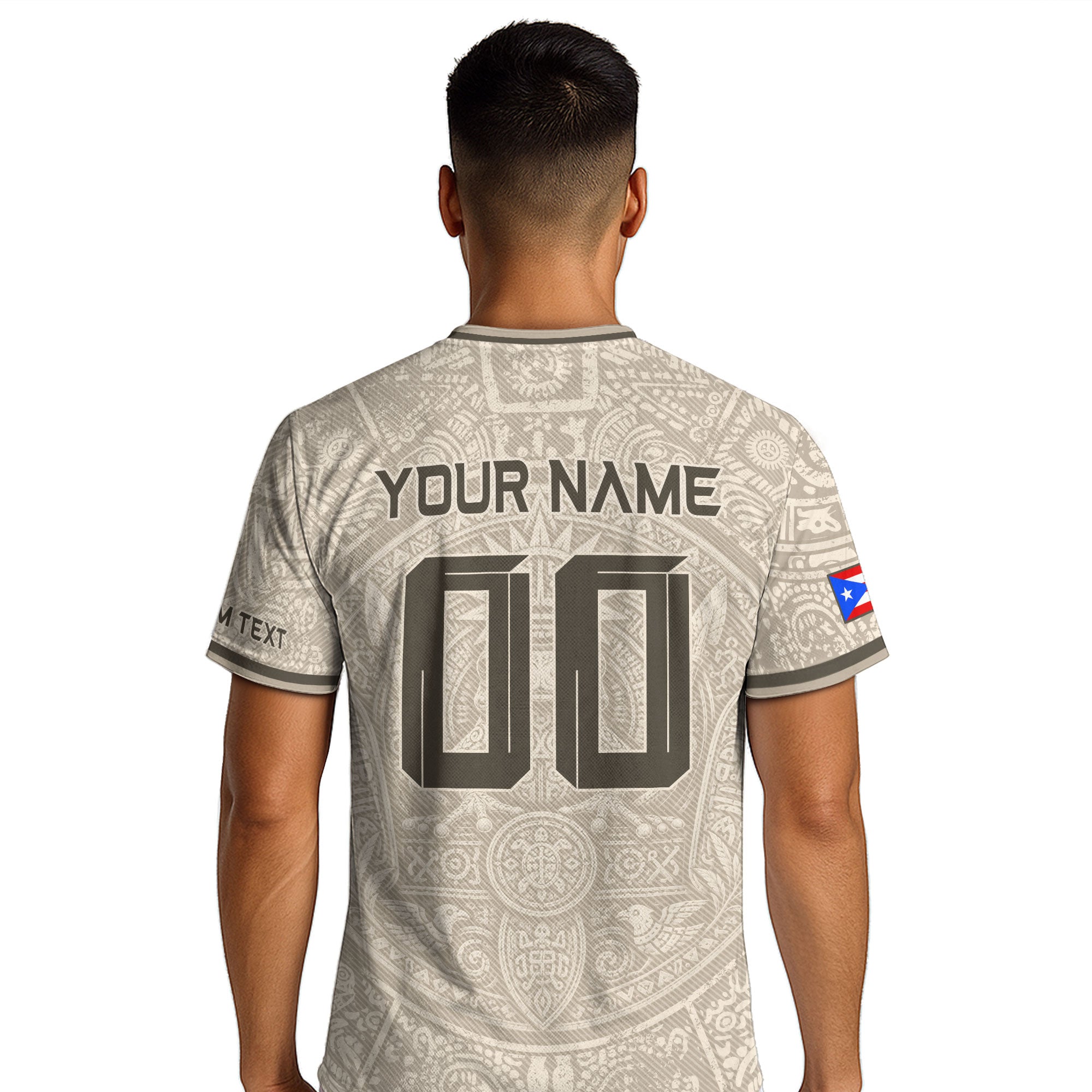Camiseta de fútbol con máscara taína boricua azul marino de Puerto Rico, bandera tribal, orgullo nacional